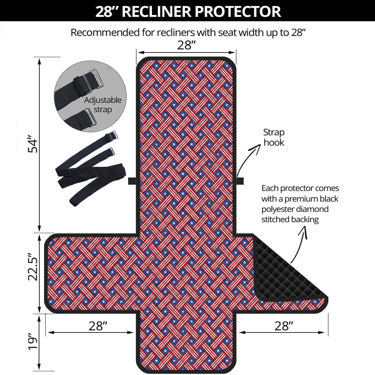 American Flag 4th of July Print Pattern Recliner Protector-grizzshop