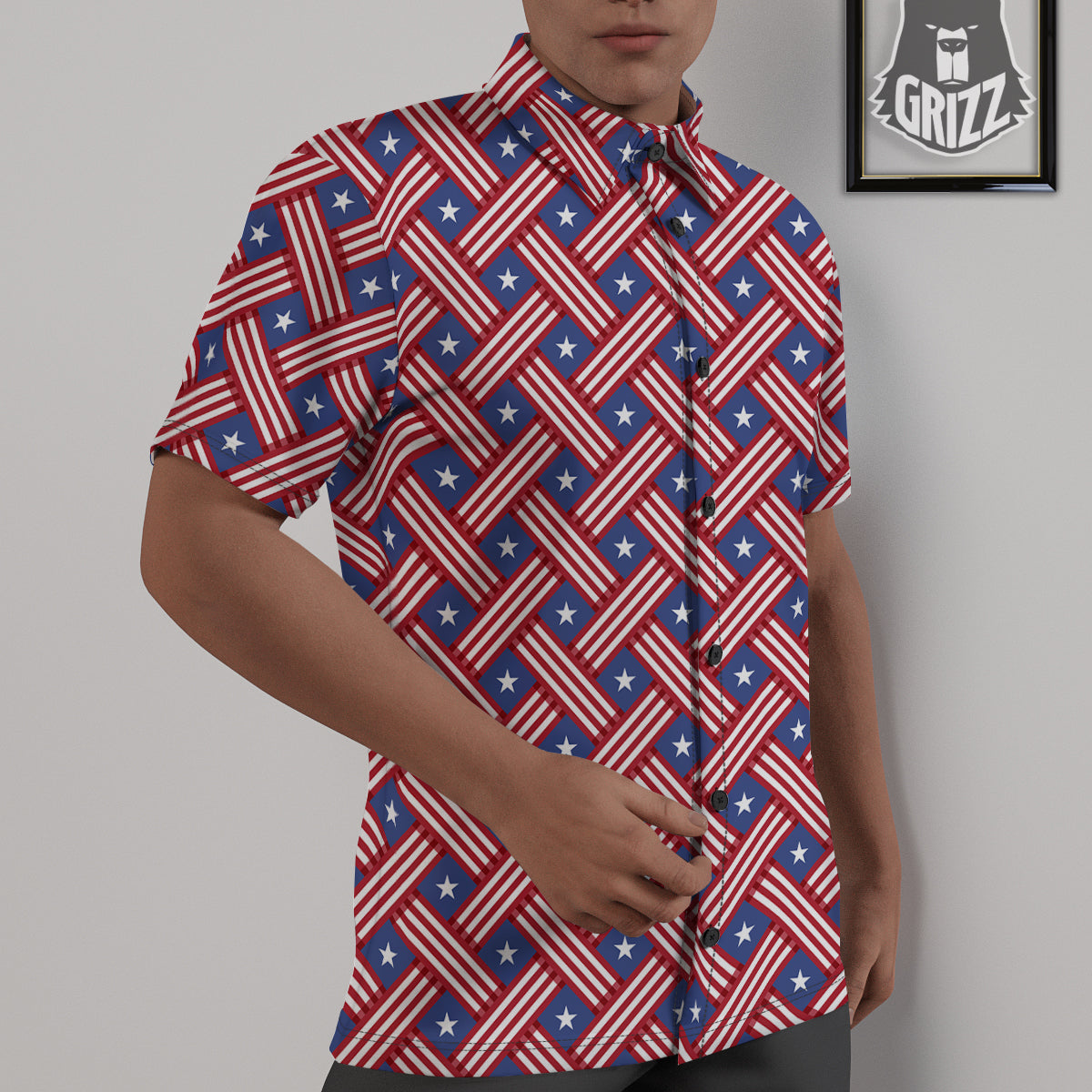 American Flag 4th of July Print Pattern Untucked Shirts-grizzshop