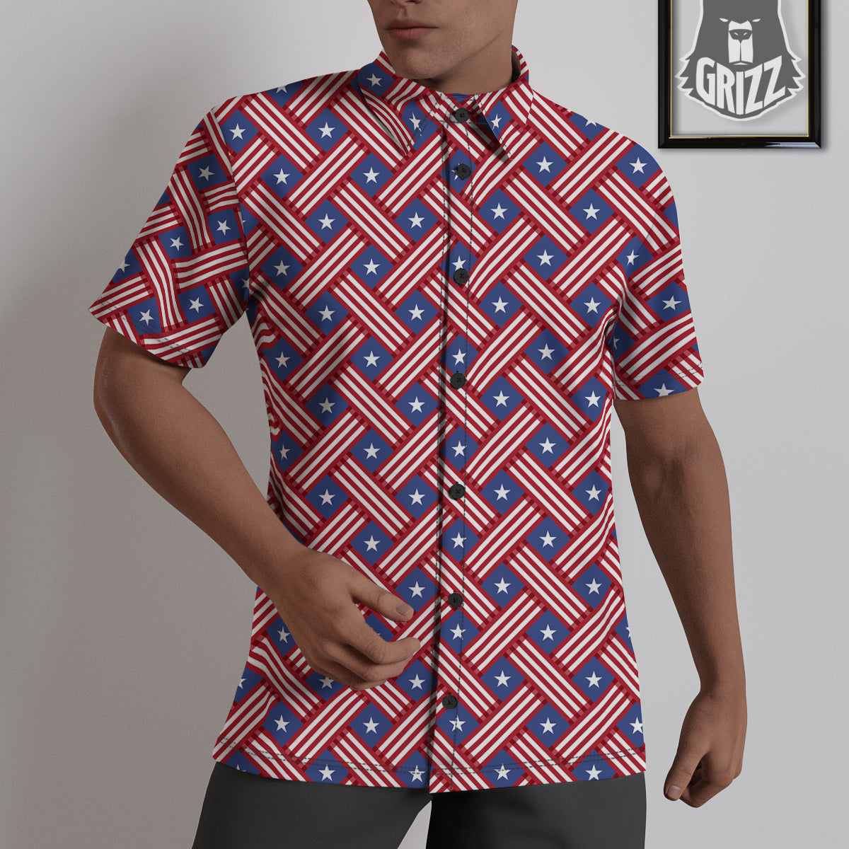 American Flag 4th of July Print Pattern Untucked Shirts-grizzshop