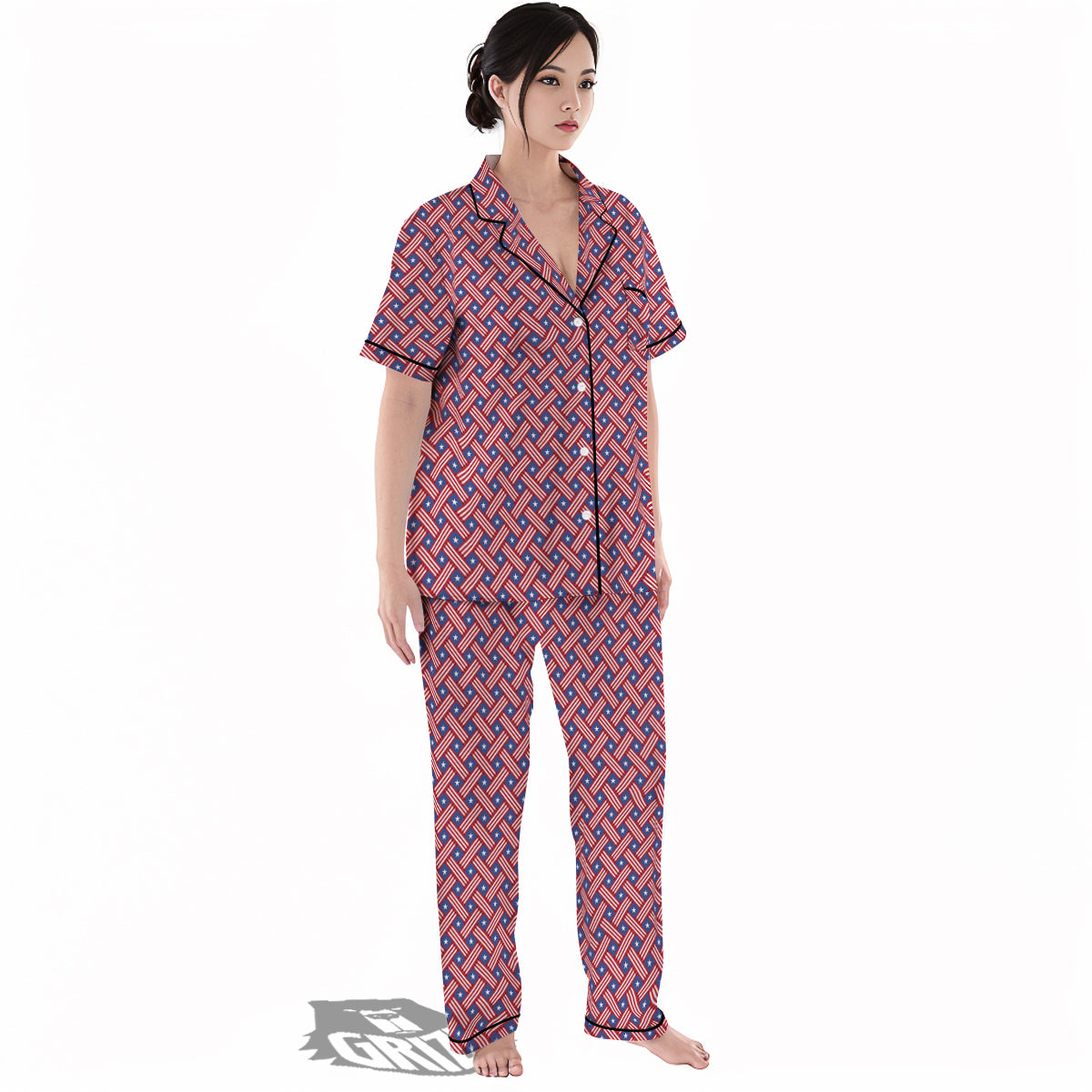 American Flag 4th of July Print Pattern Women's Pajamas Set-grizzshop