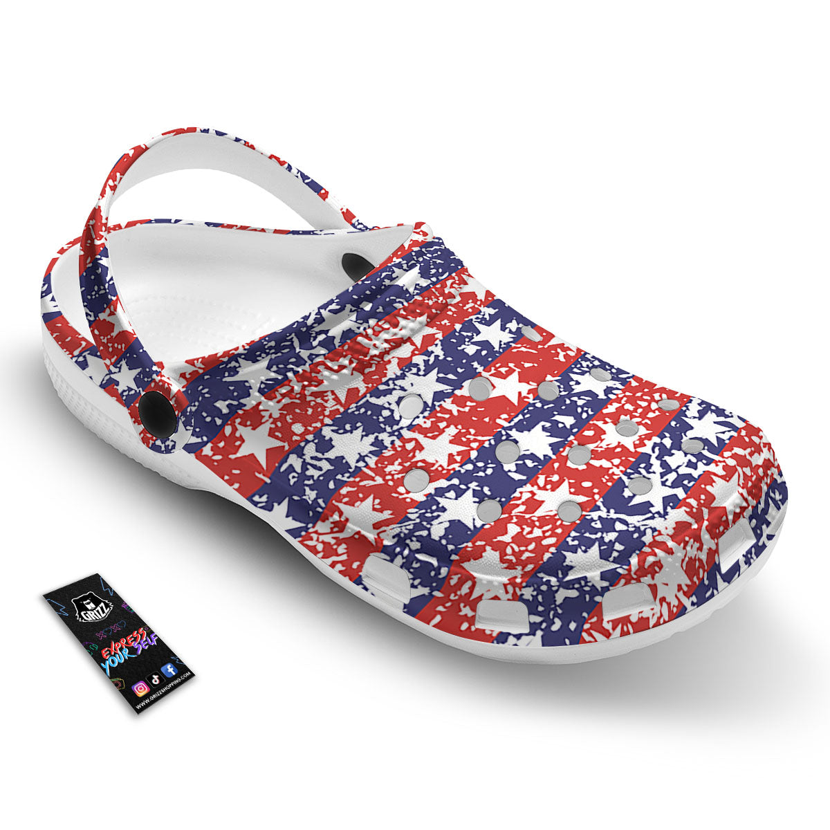 American Flag Abstract Print Clog-grizzshop