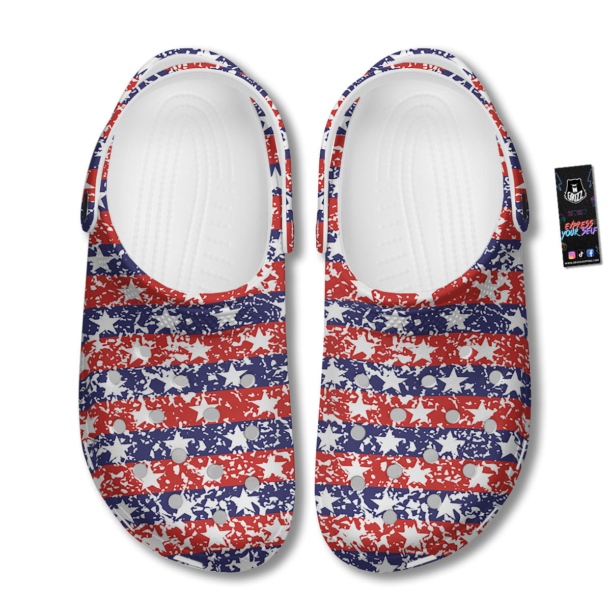 American Flag Abstract Print Clog-grizzshop