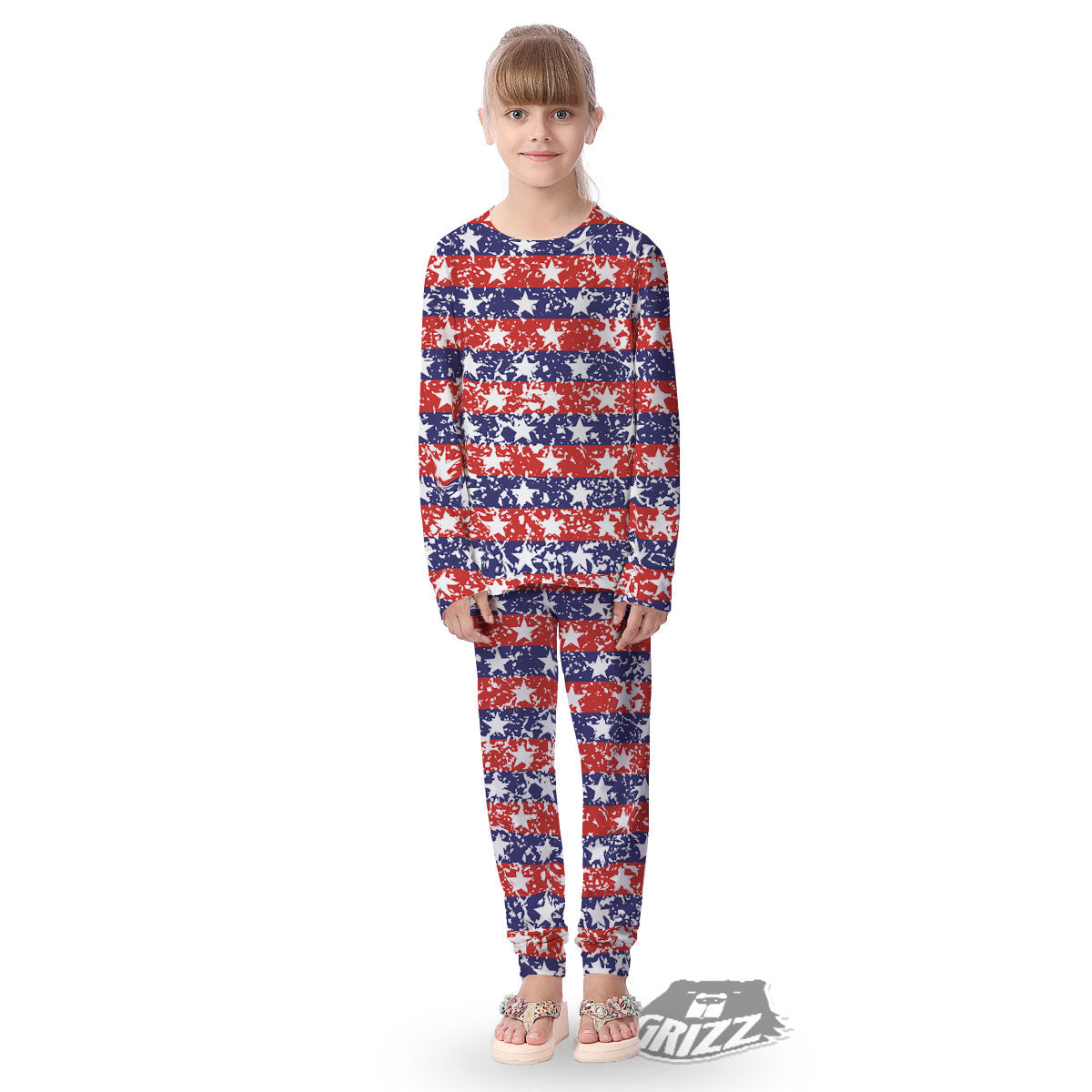 American Flag Abstract Print Kid's Pajamas-grizzshop