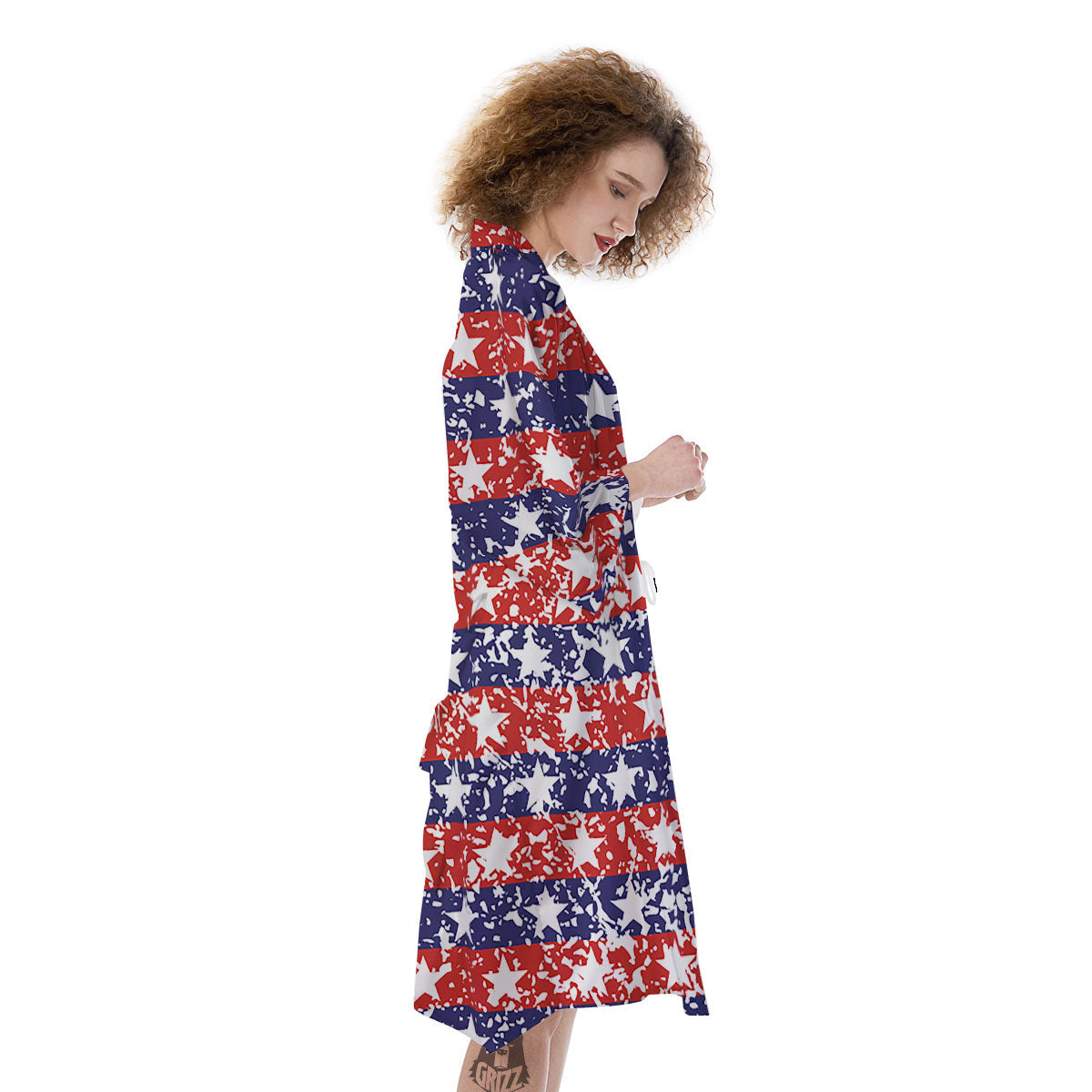 American Flag Abstract Print Kimono-grizzshop
