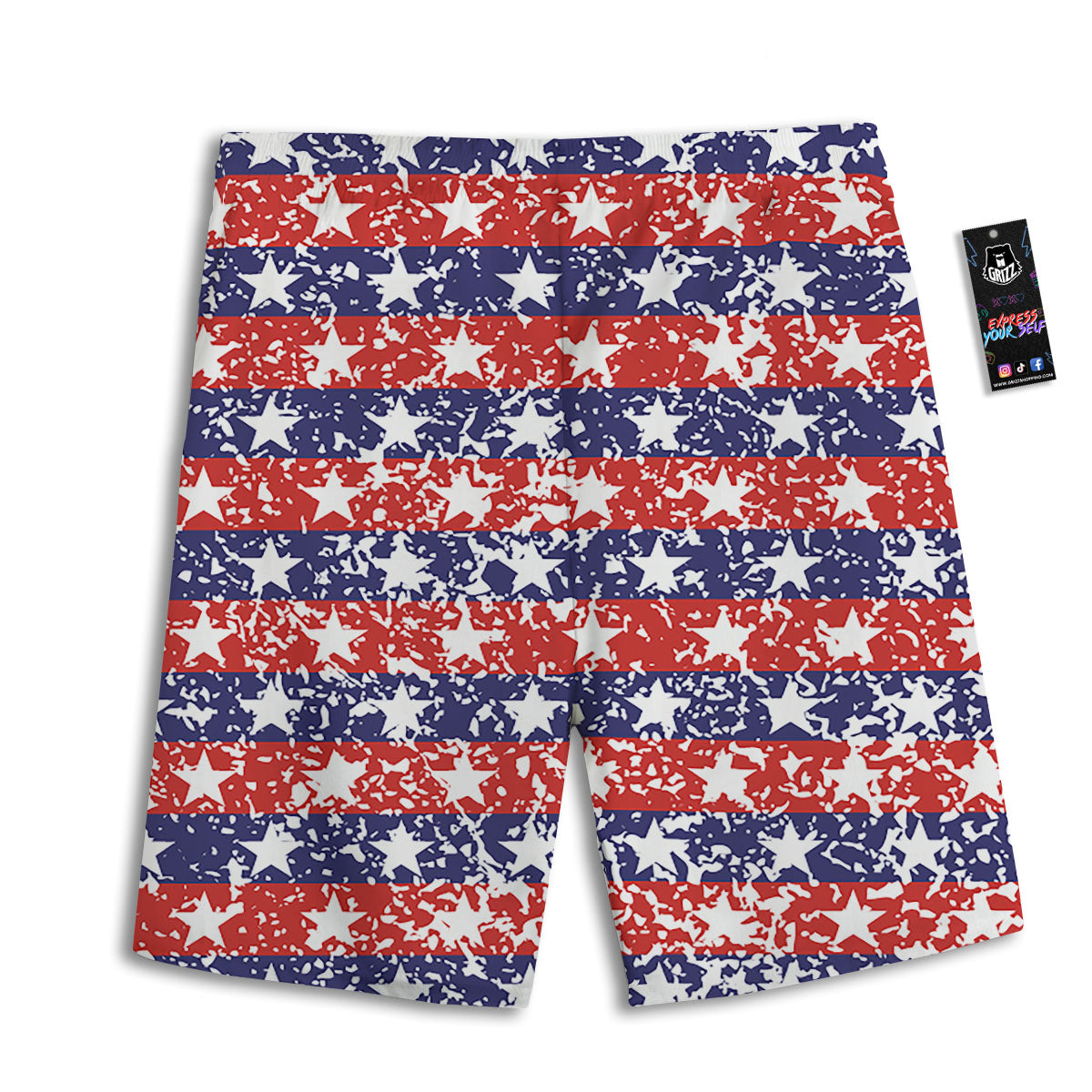 American Flag Abstract Print Men's Athletic Shorts