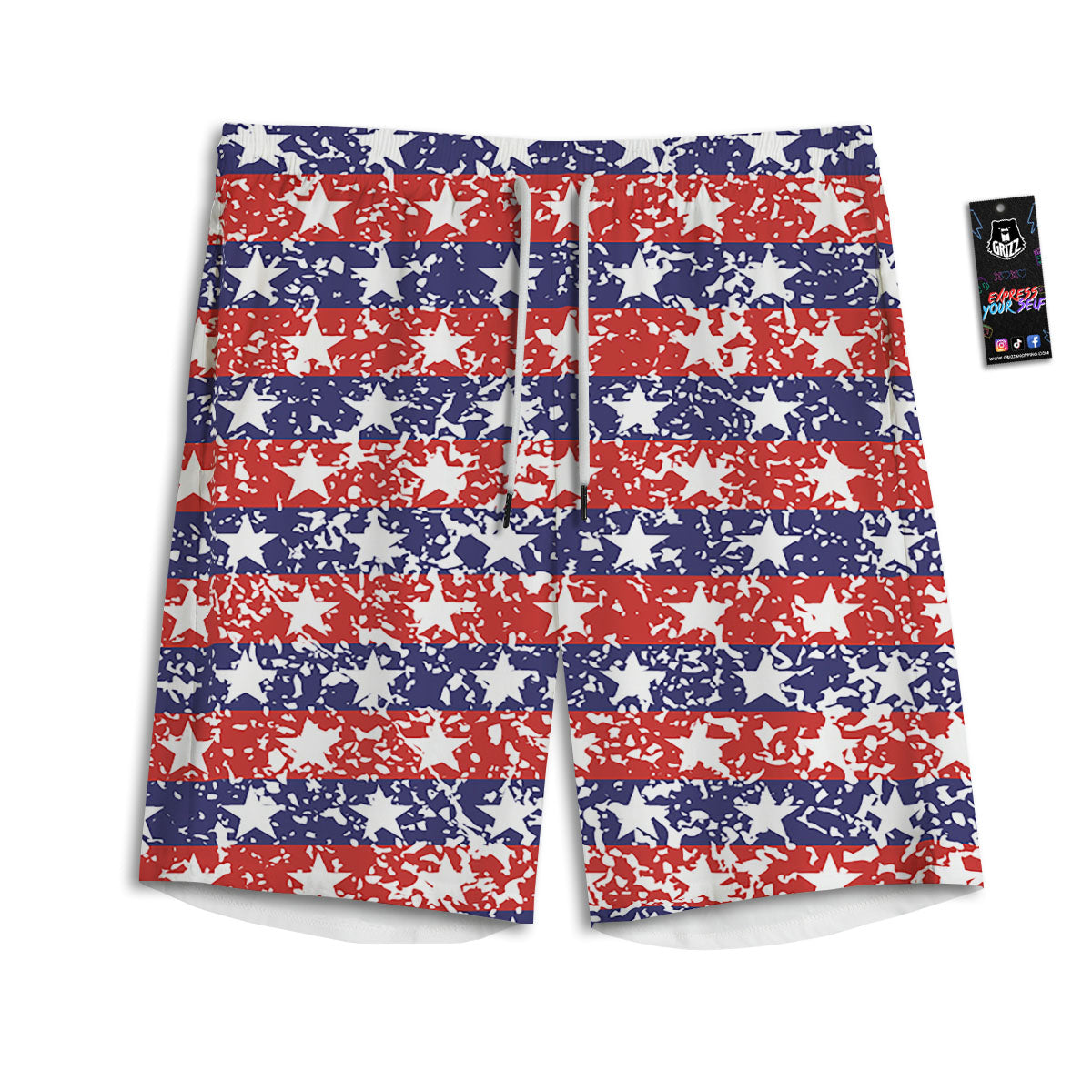 American Flag Abstract Print Men's Athletic Shorts