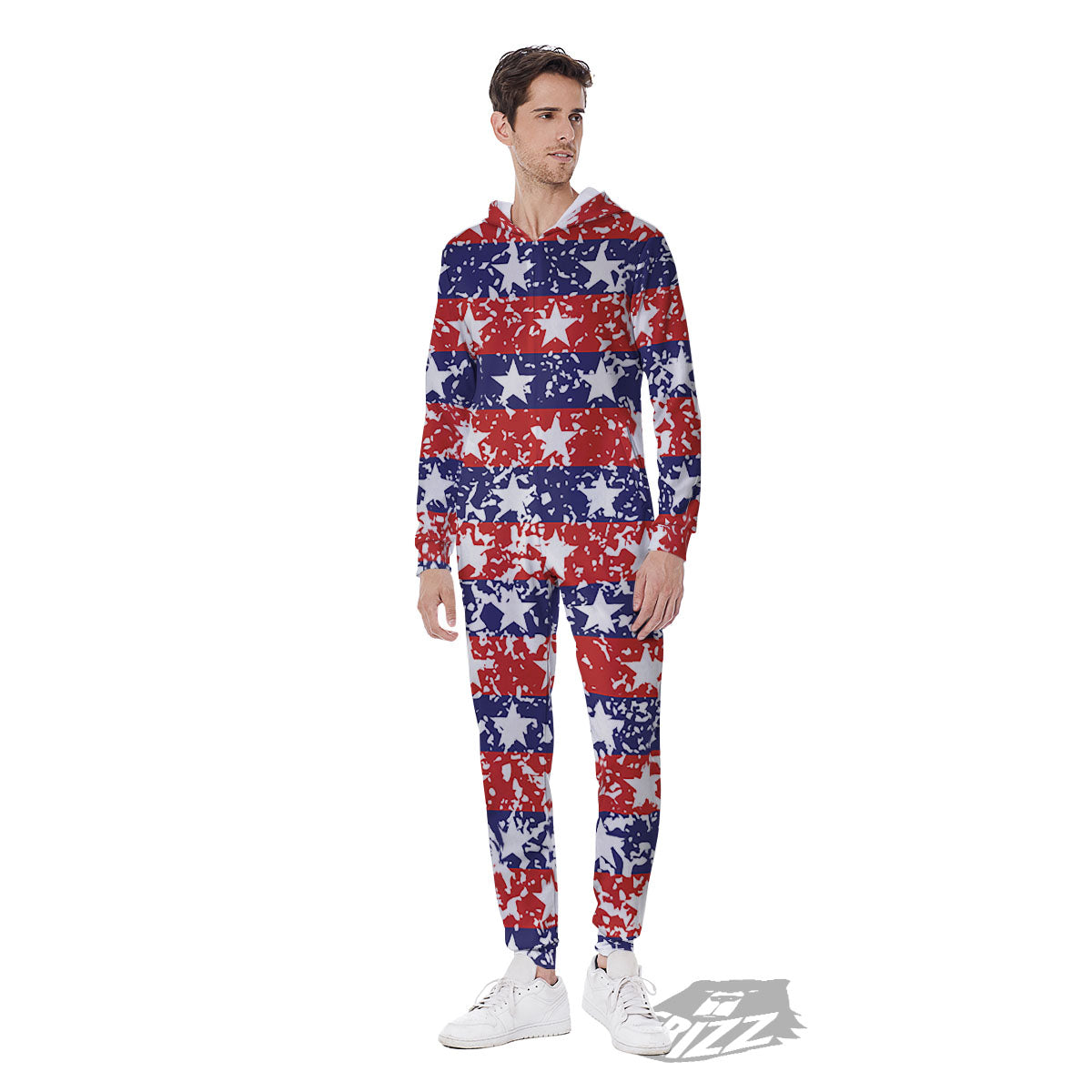 American Flag Abstract Print Men's Jumpsuit-grizzshop