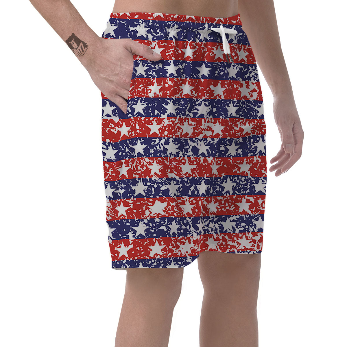 American Flag Abstract Print Men's Shorts-grizzshop