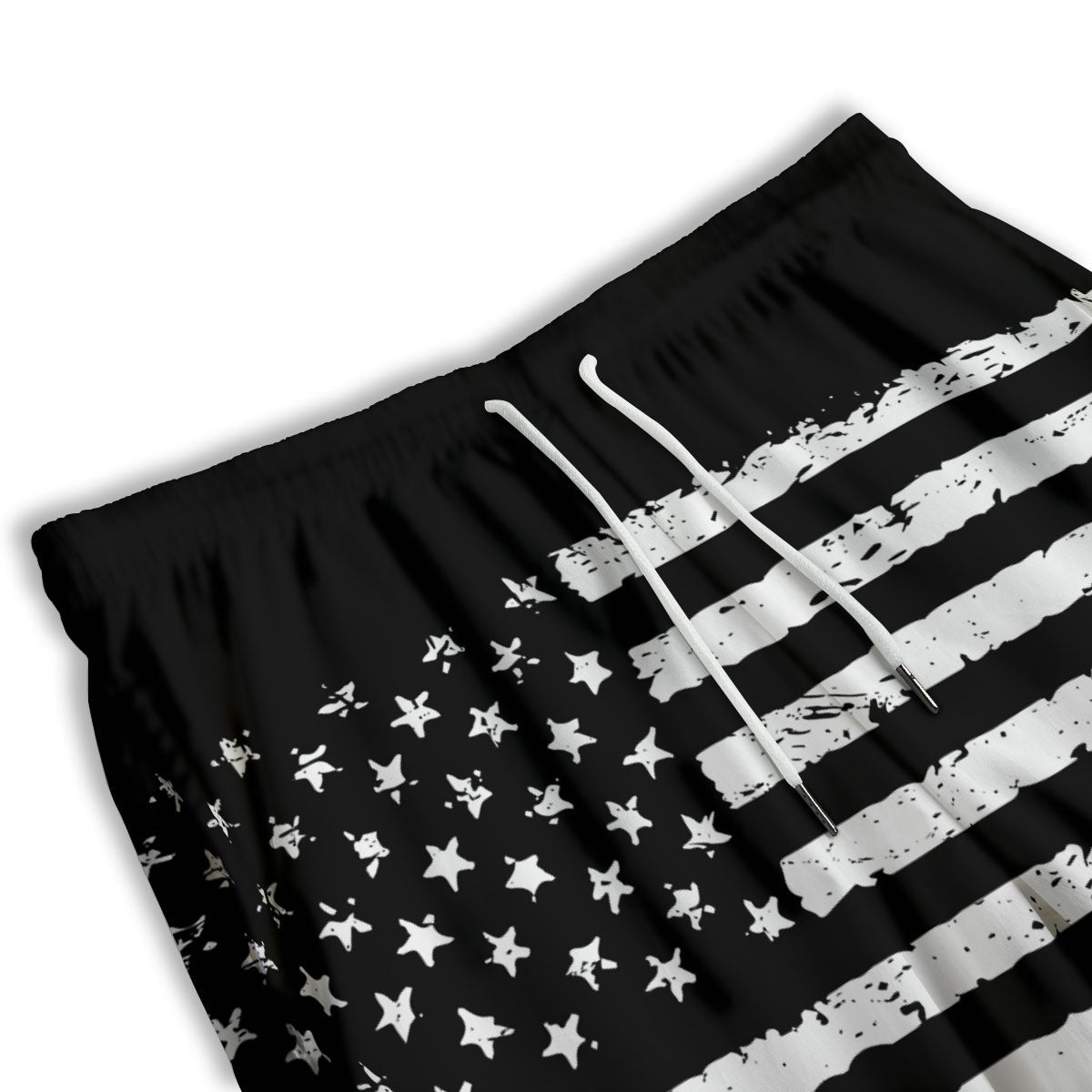 American Flag Black Print Men's Athletic Shorts