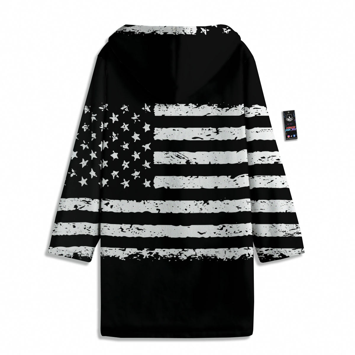 American Flag Black Print Men's Windbreaker Jacket-grizzshop