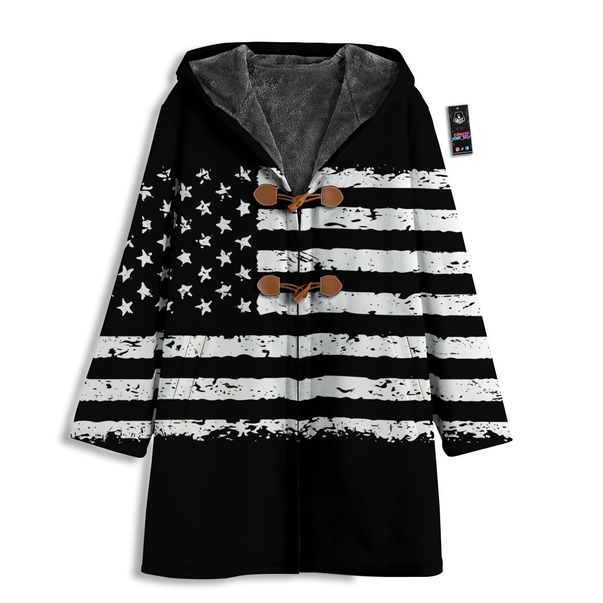 American Flag Black Print Men's Windbreaker Jacket-grizzshop
