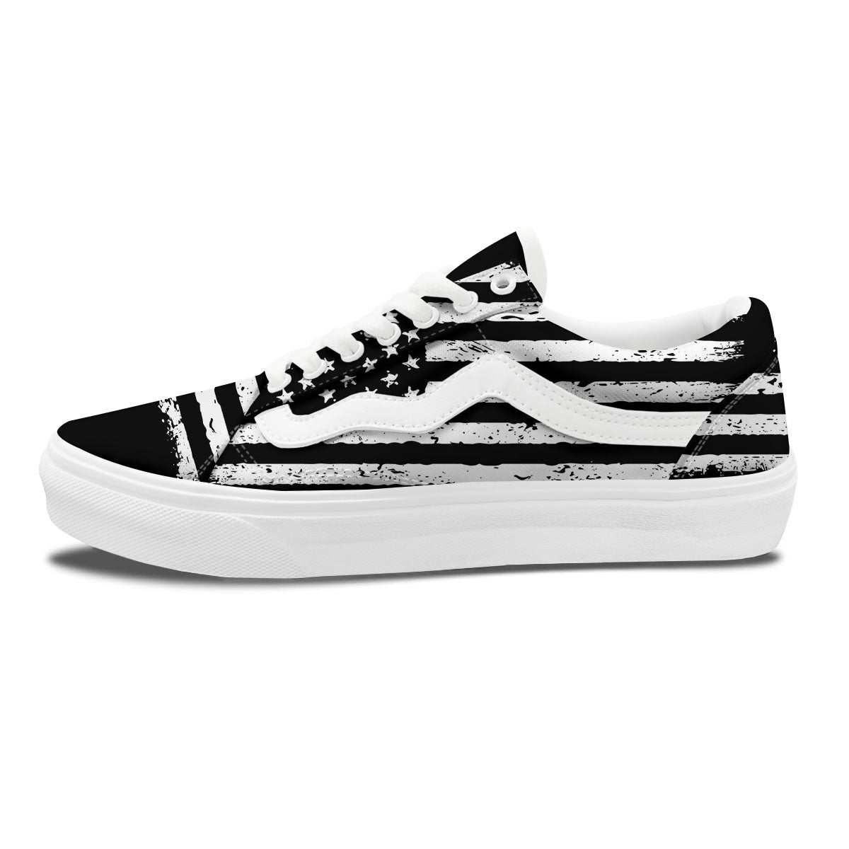 American Flag Black Print Skate Shoes-grizzshop