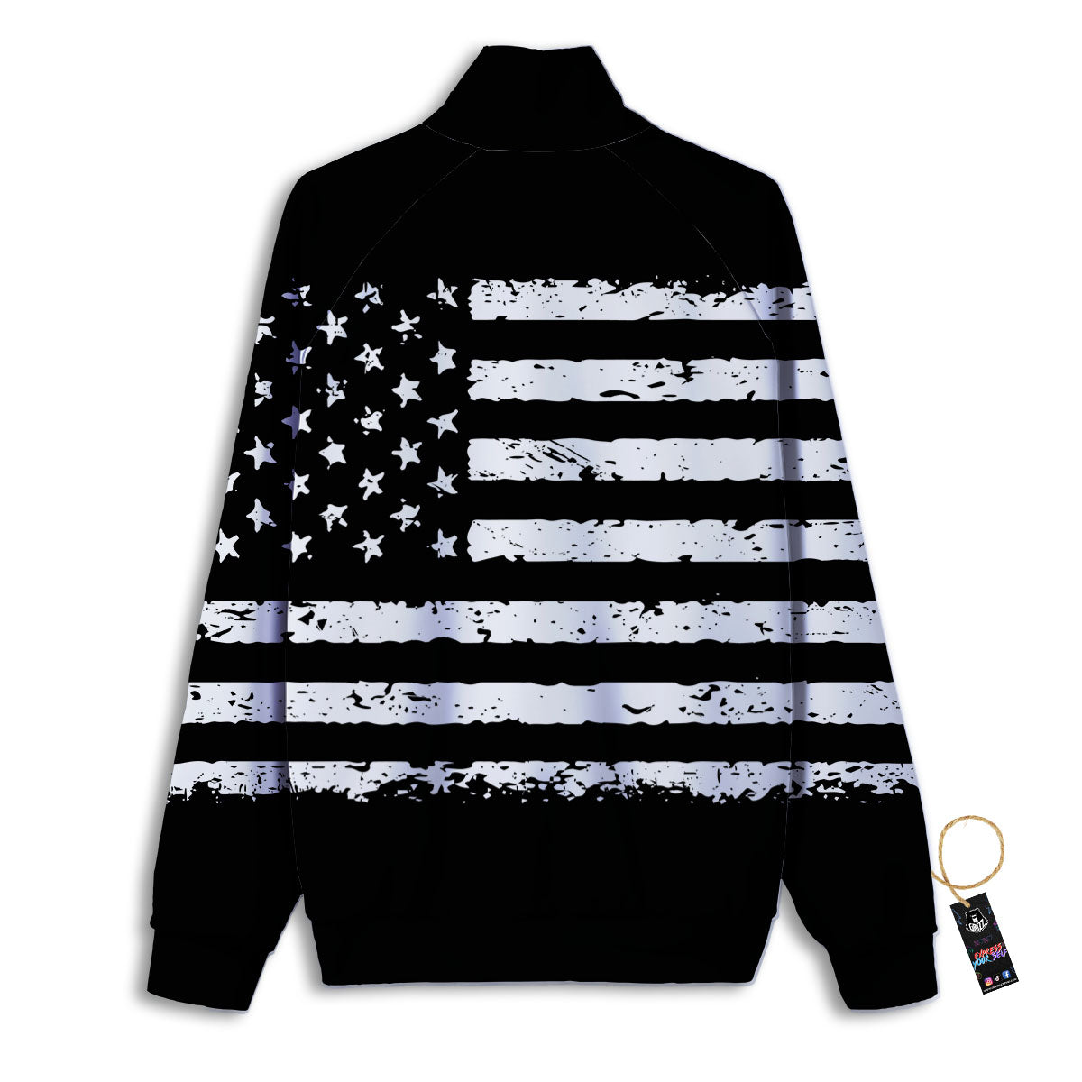 American Flag Black Print Track Jacket-grizzshop