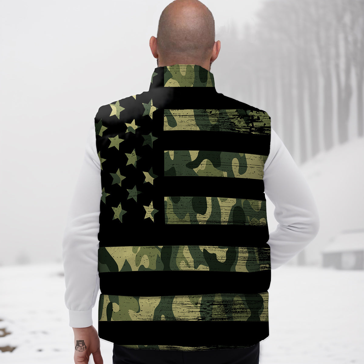 American Flag Camouflage Print Down Vest