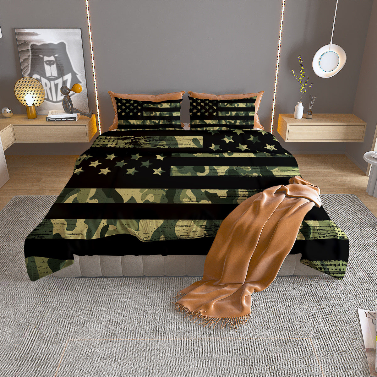 American Eagle Denim Print Pattern Duvet Cover Bedding Set
