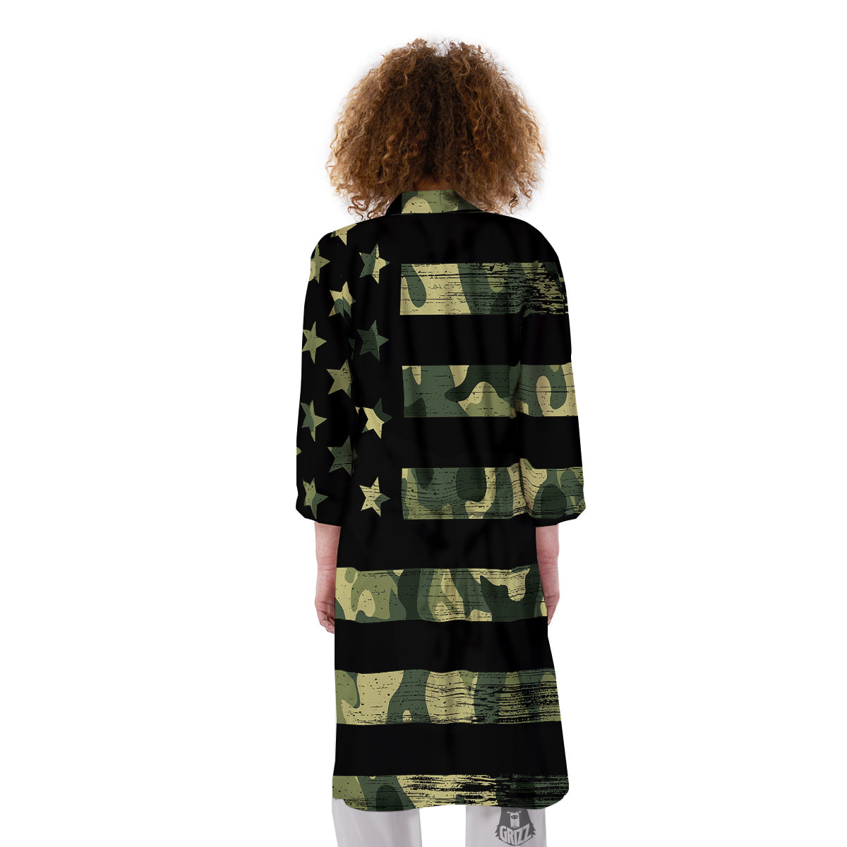 American Flag Camouflage Print Kimono-grizzshop