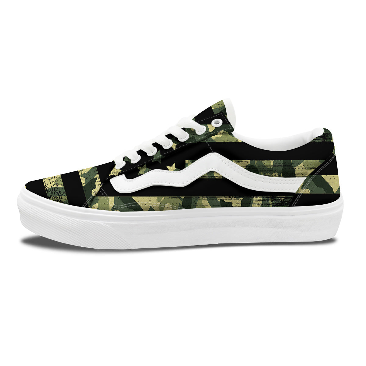 American Flag Camouflage Print Skate Shoes-grizzshop