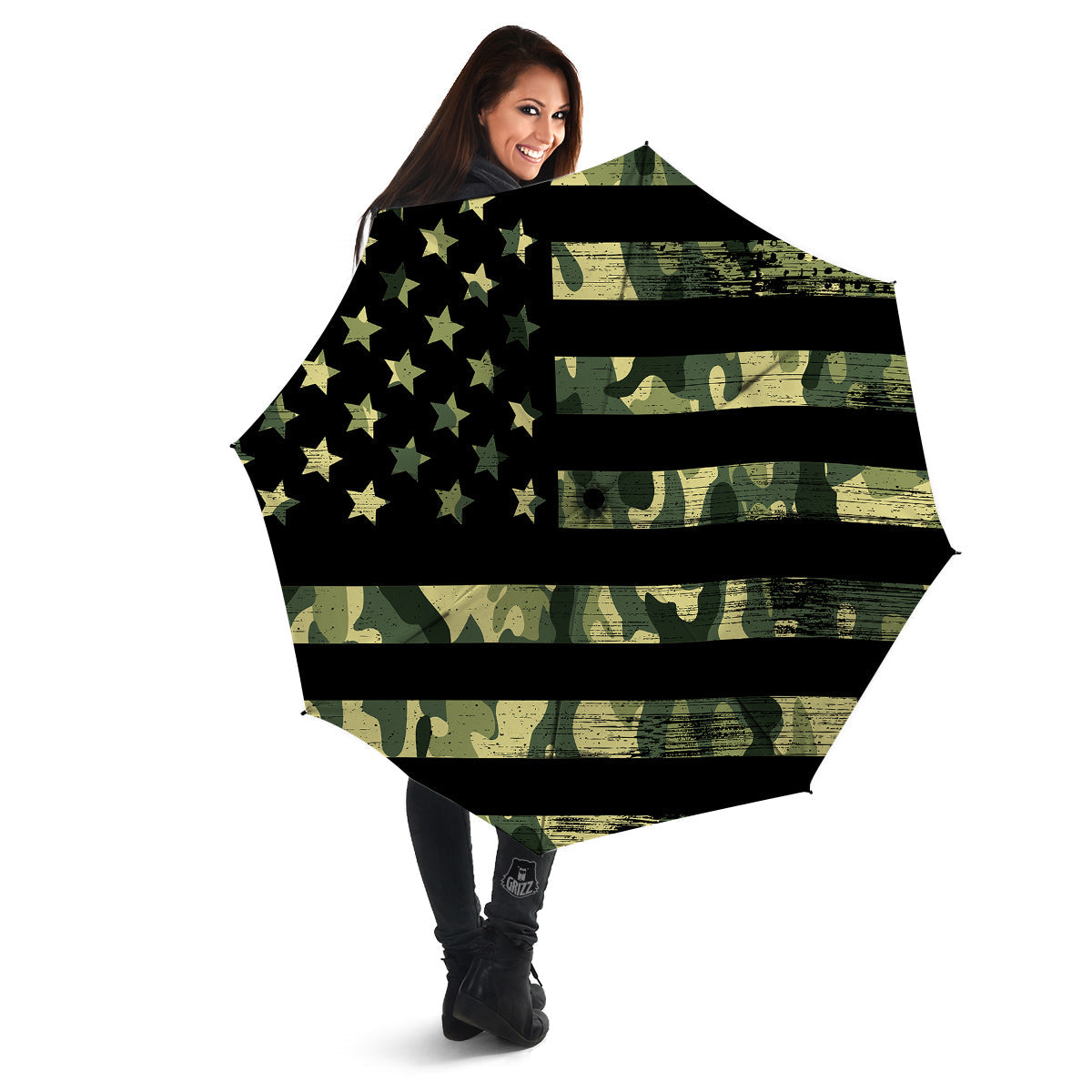 American Flag Camouflage Print Umbrella-grizzshop