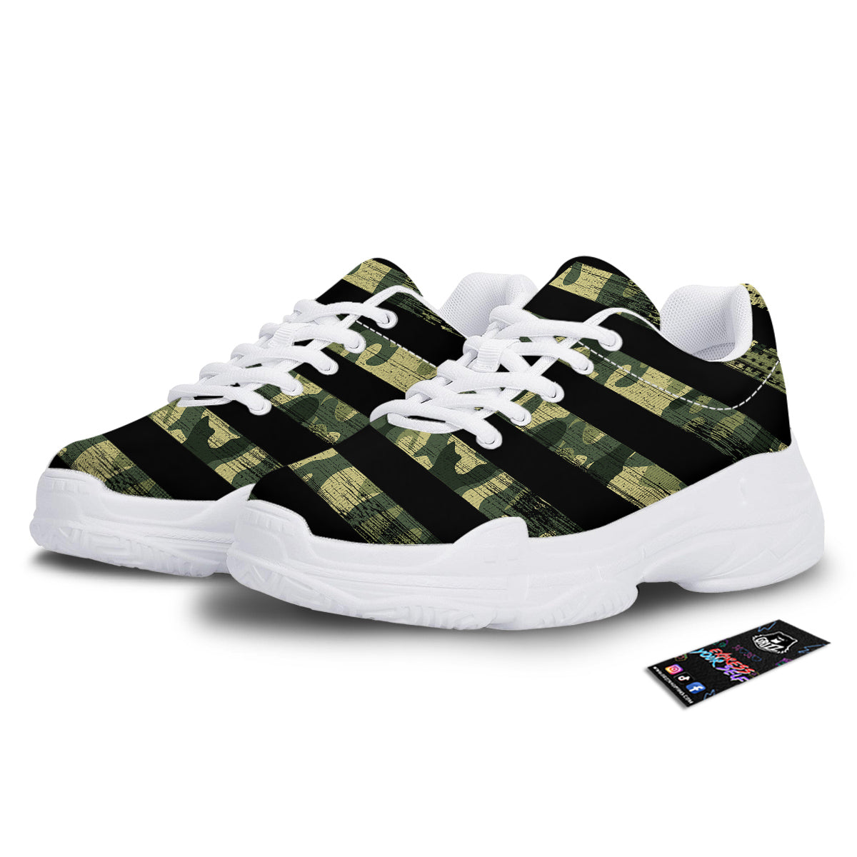American Flag Camouflage Print White Chunky Shoes-grizzshop