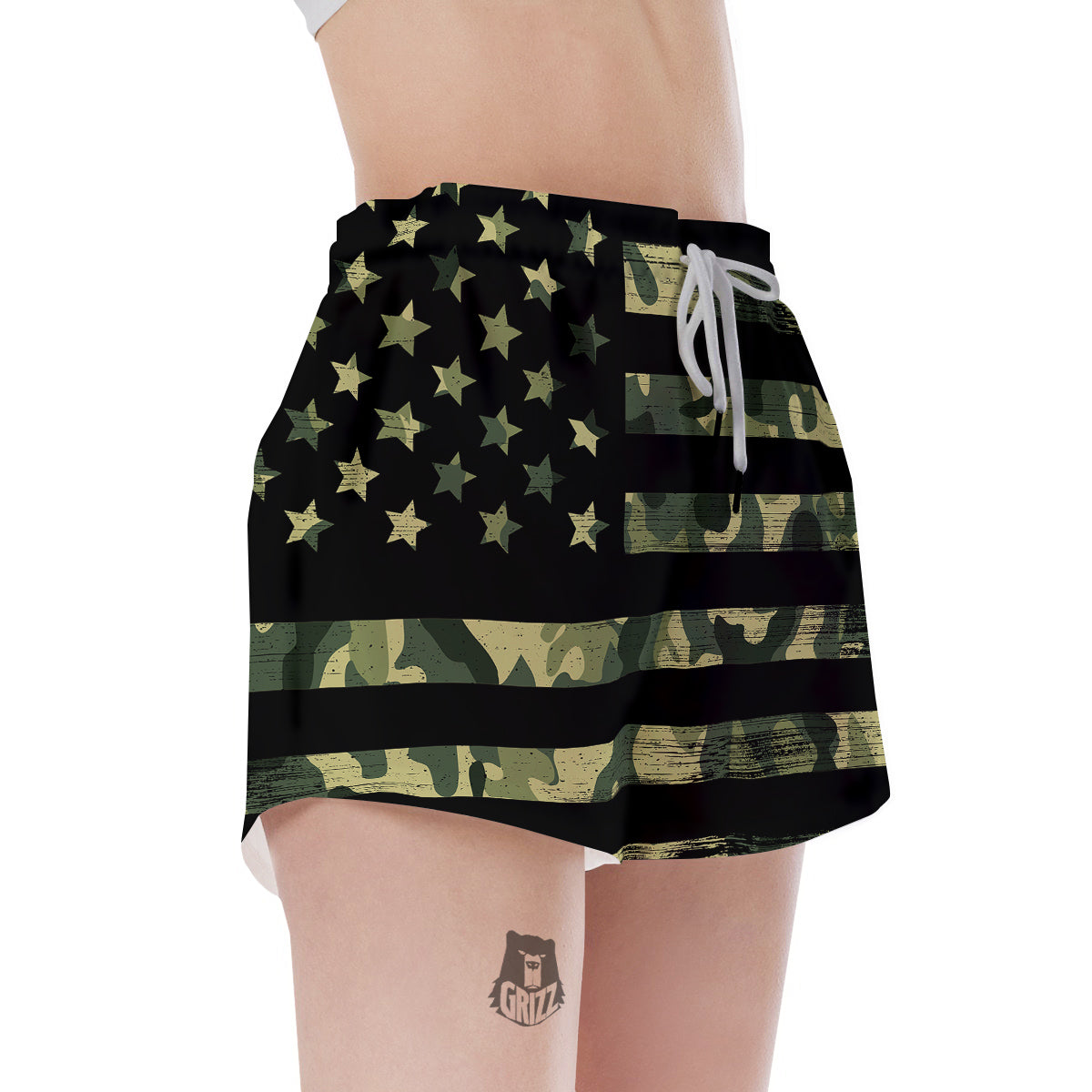 American Flag Camouflage Print Women's Shorts-grizzshop
