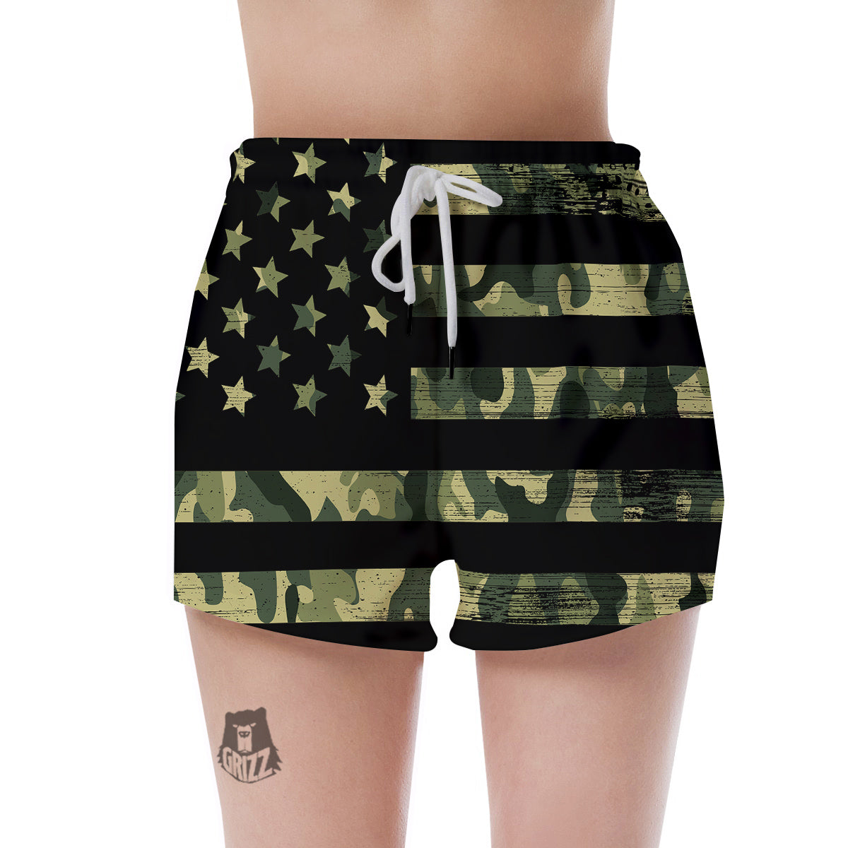 American Flag Camouflage Print Women's Shorts-grizzshop