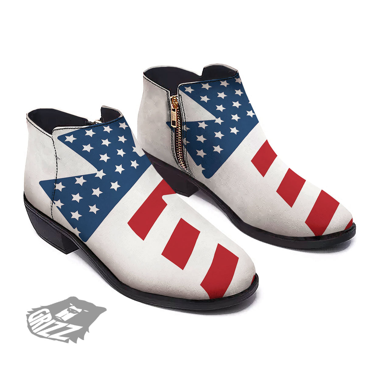 American Flag Christian Cross Print Ankle Boots-grizzshop