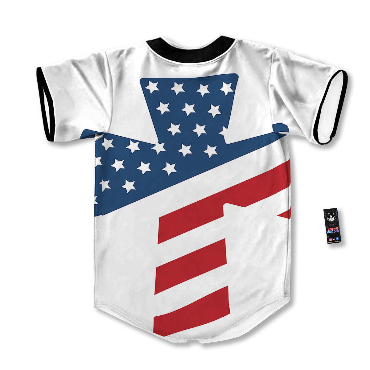 American Flag Christian Cross Print Baseball Jersey-grizzshop