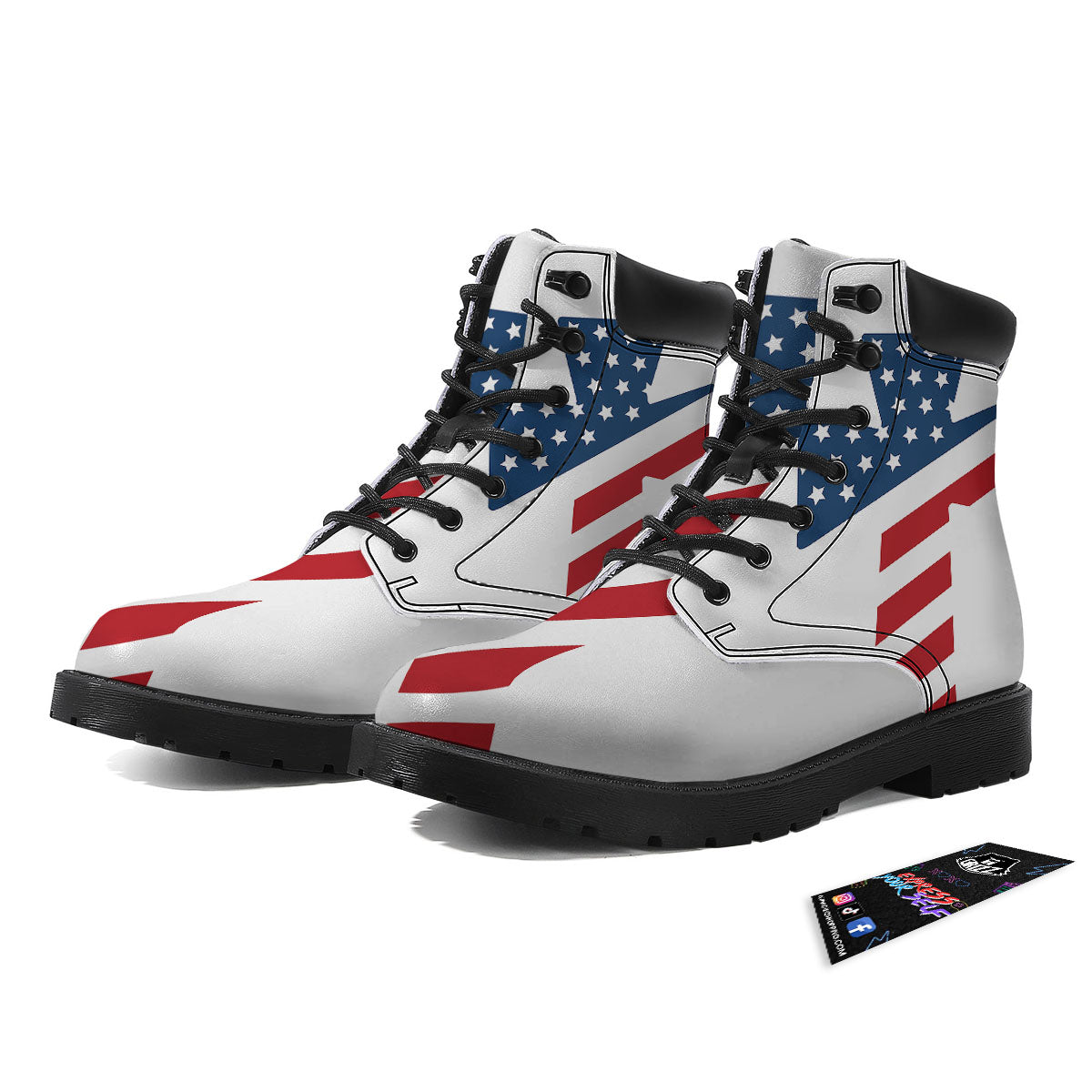 American Flag Christian Cross Print Boots-grizzshop