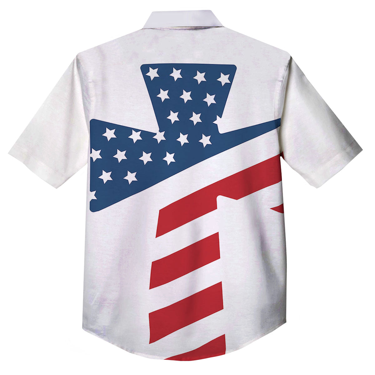 American Flag Christian Cross Print Button Up Shirt-grizzshop