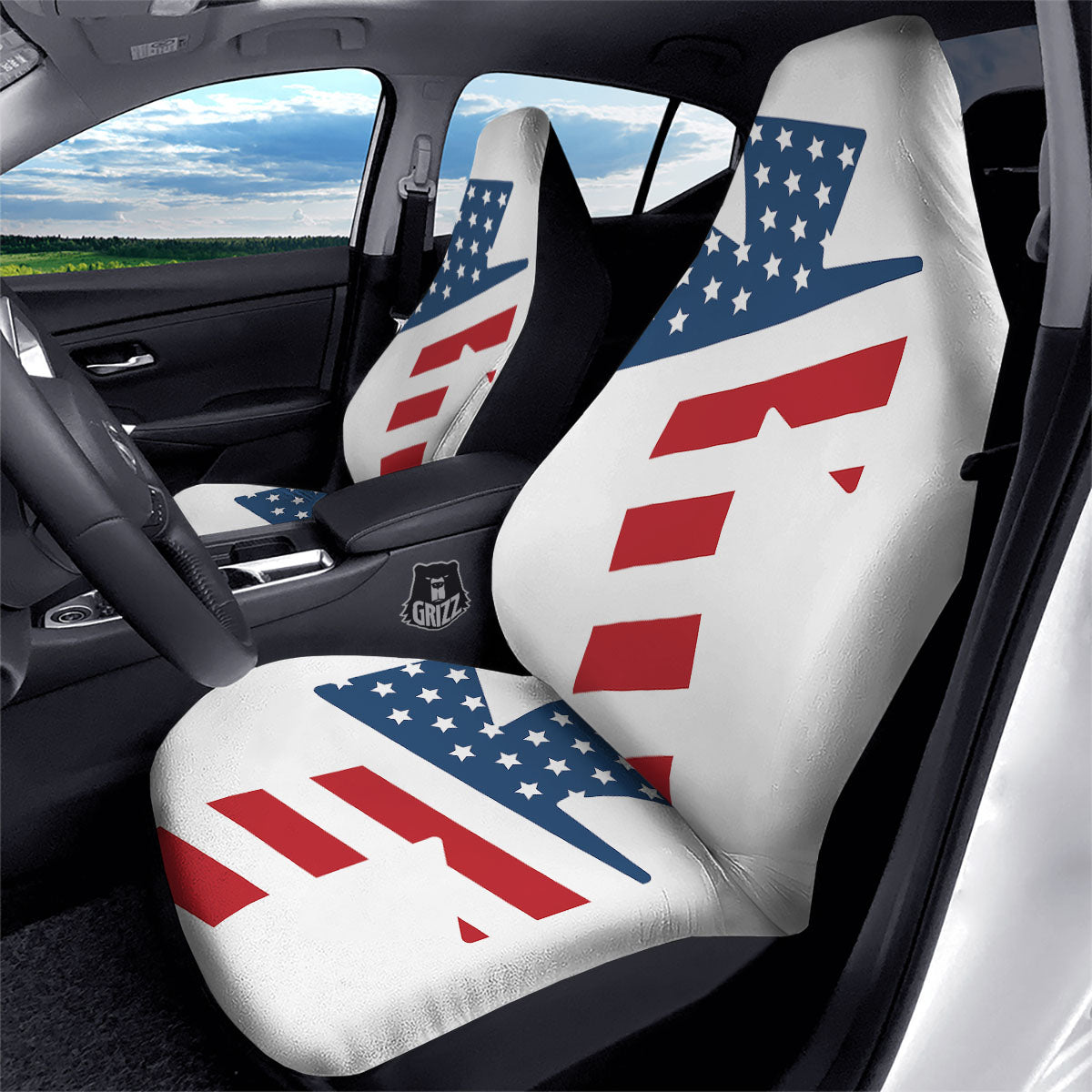 American Flag Christian Cross Print Car Seat Covers-grizzshop