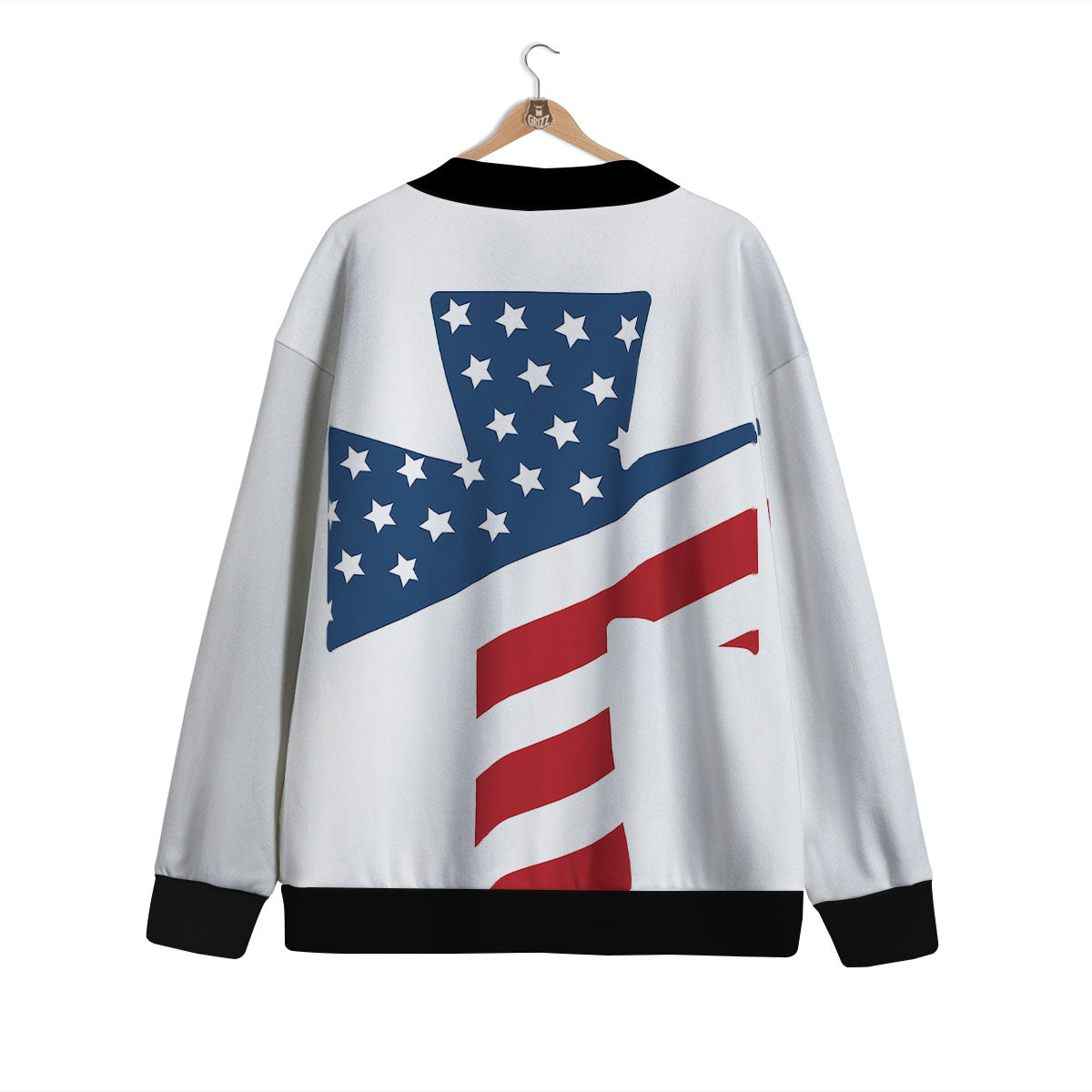 American Flag Christian Cross Print Cardigan-grizzshop
