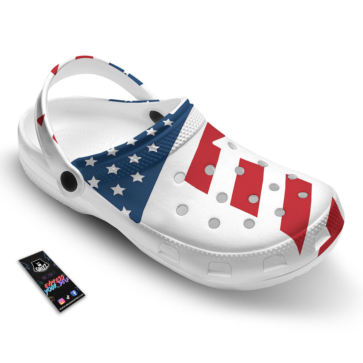 American Flag Christian Cross Print Clog-grizzshop