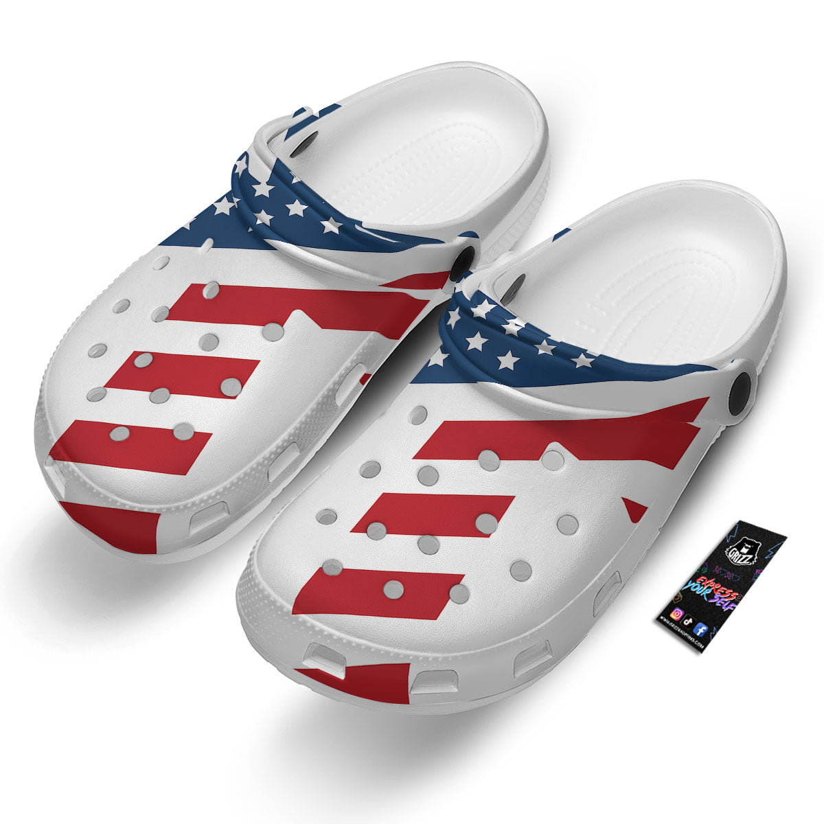 American Flag Christian Cross Print Clog-grizzshop