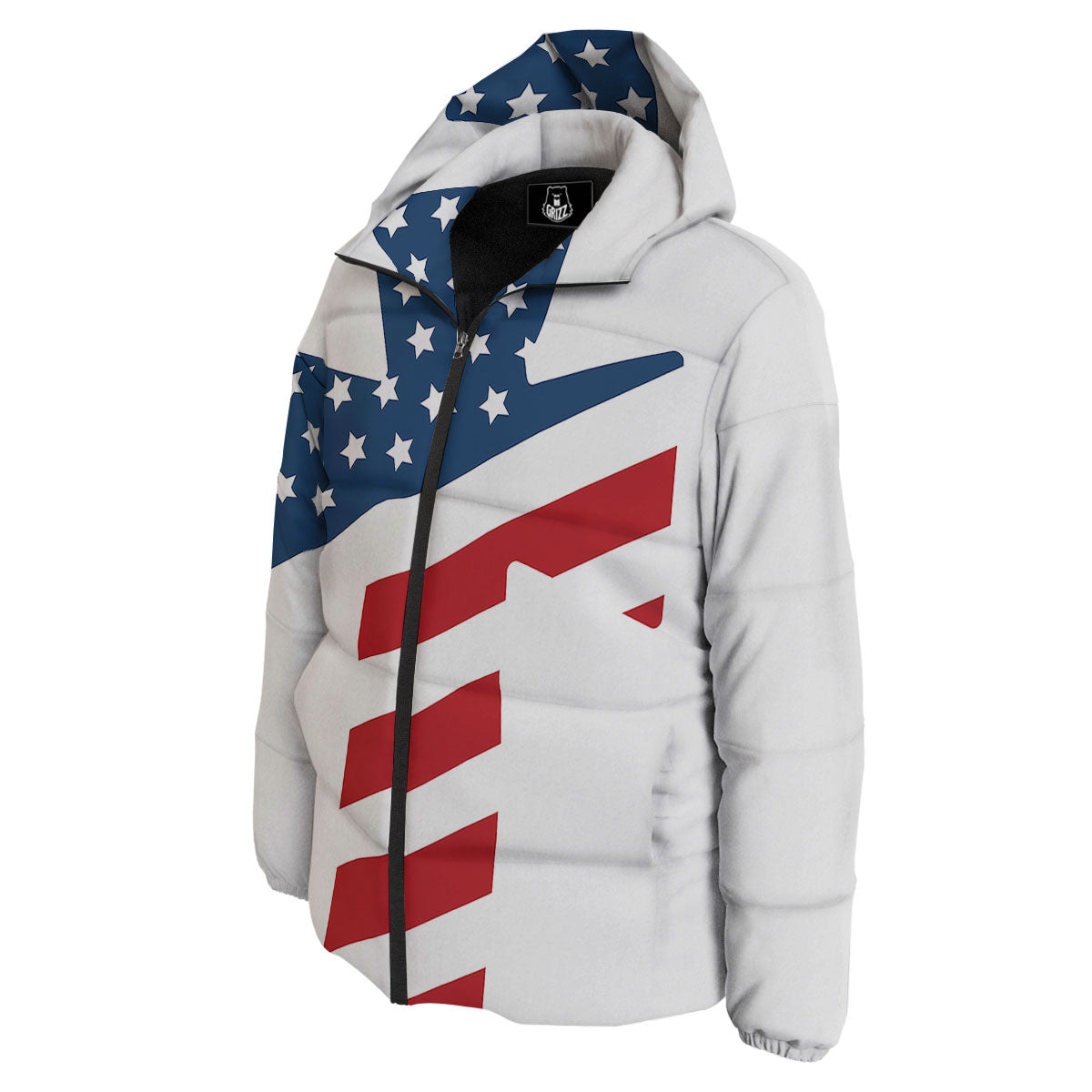 American Flag Christian Cross Print Down Jacket-grizzshop