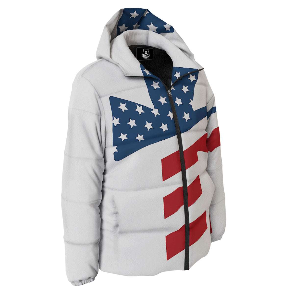 American Flag Christian Cross Print Down Jacket-grizzshop