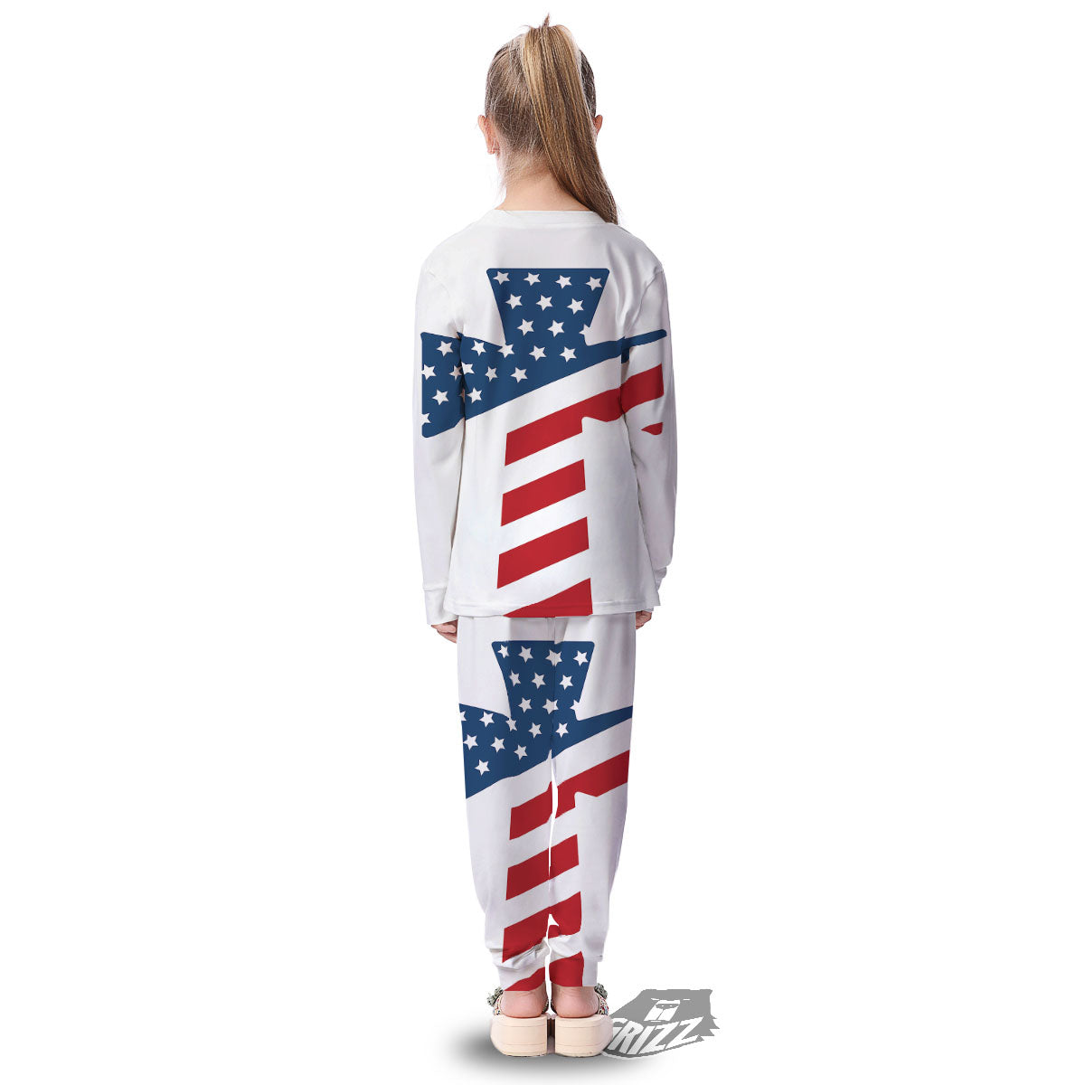 American Flag Christian Cross Print Kid's Pajamas-grizzshop