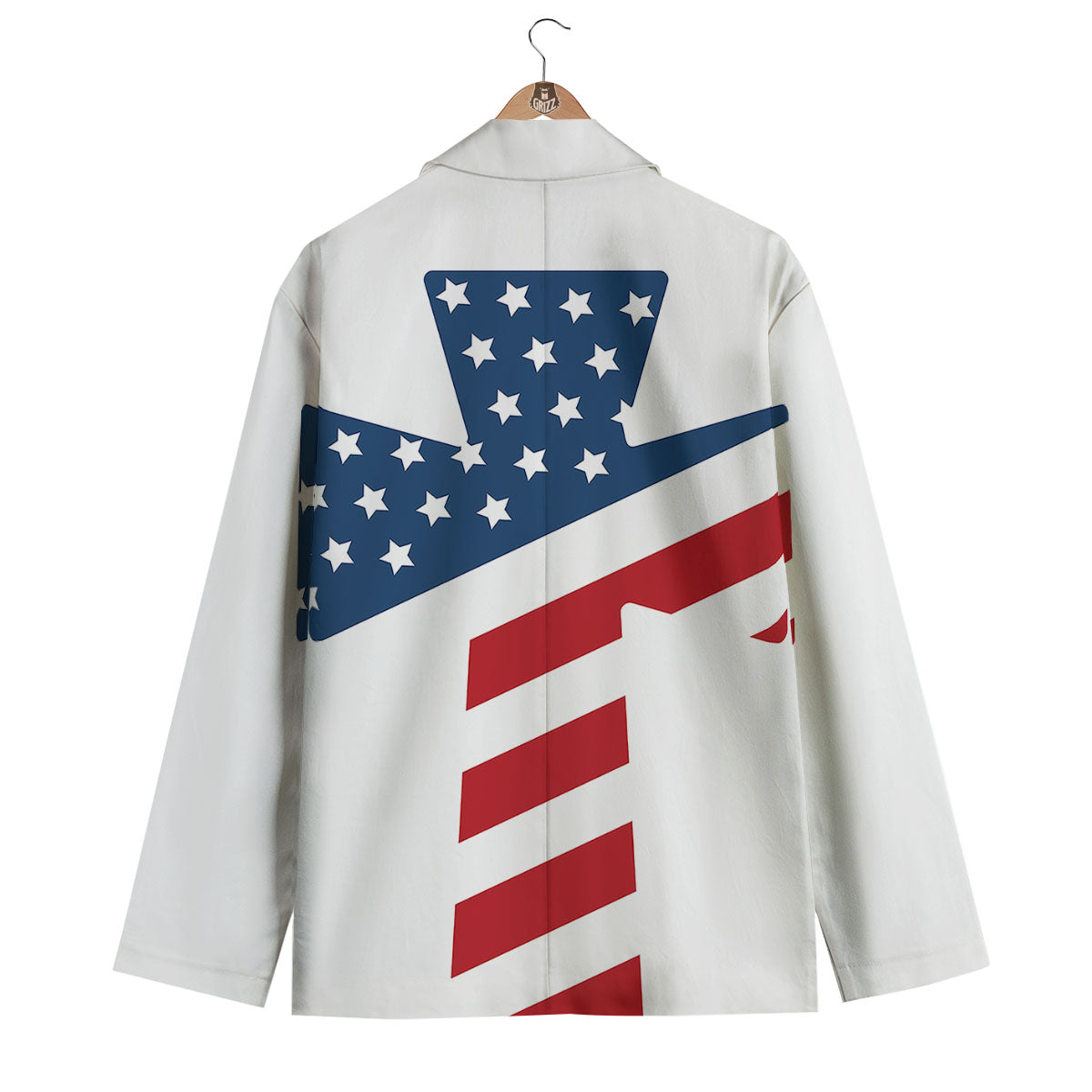 American Flag Christian Cross Print Men's Blazer-grizzshop