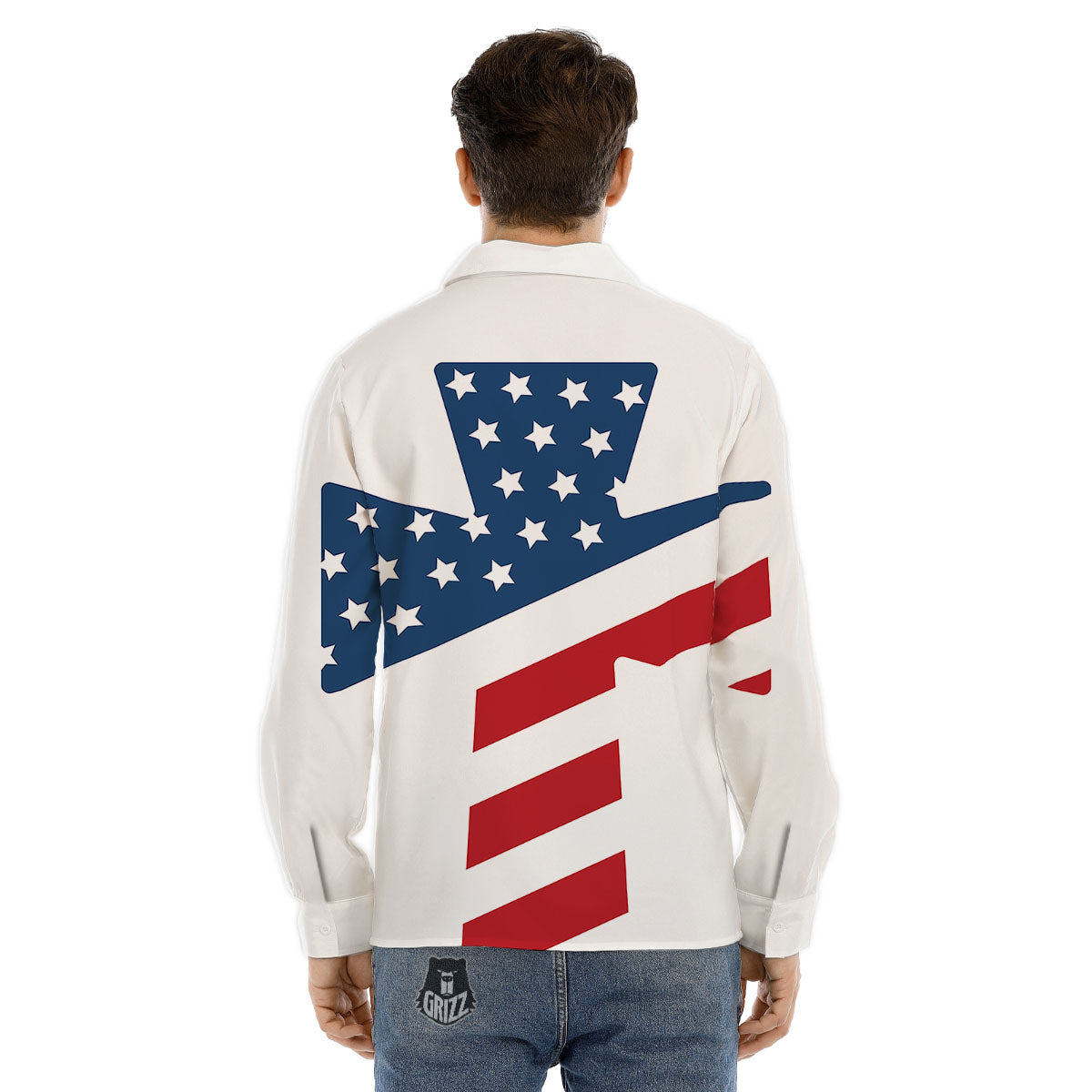 American Flag Christian Cross Print Men's Dress Shirts-grizzshop