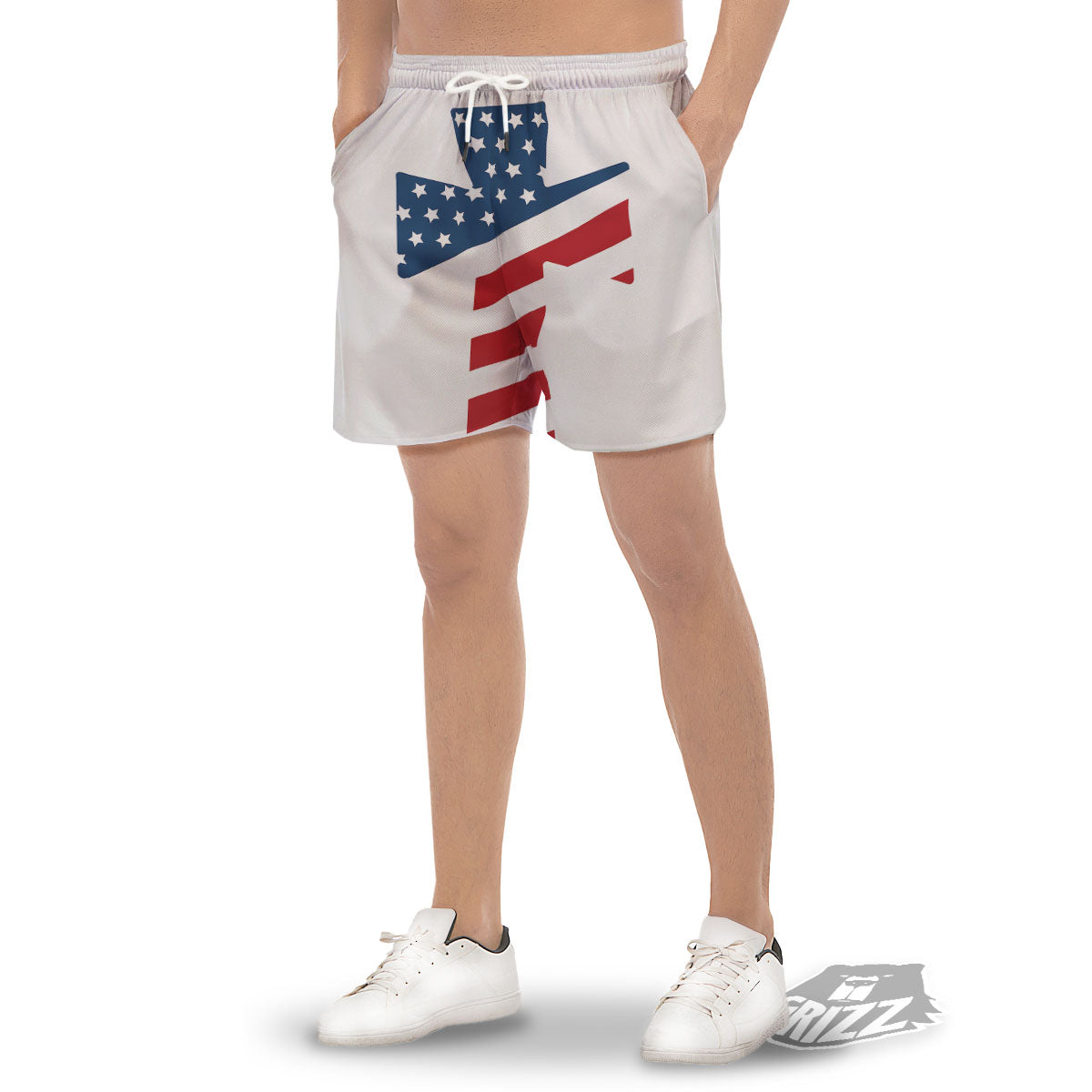 American Flag Christian Cross Print Men's Gym Shorts-grizzshop
