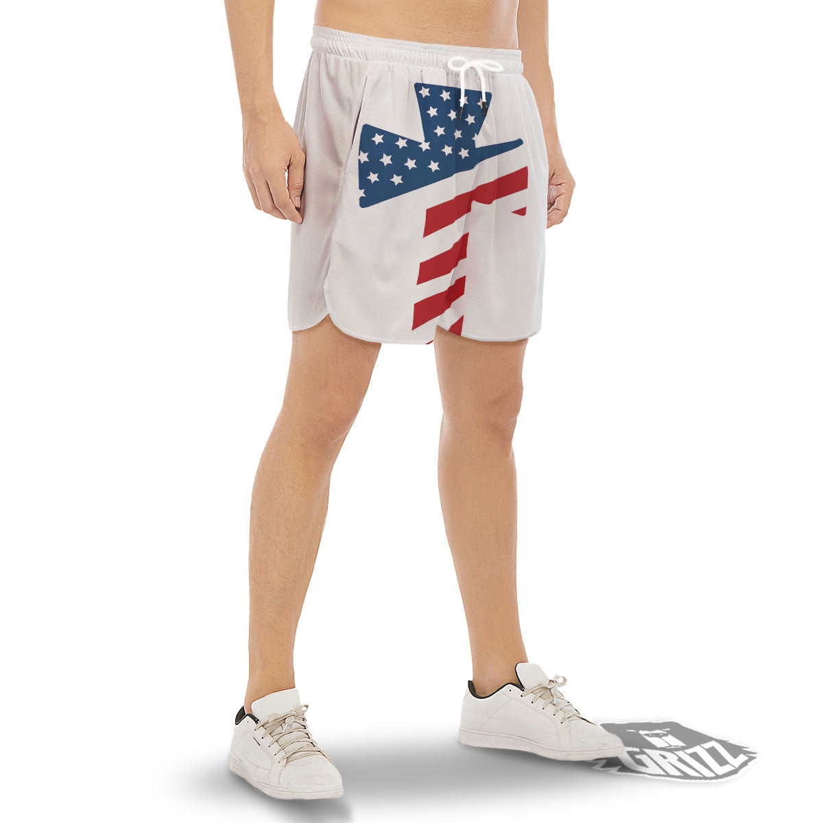 American Flag Christian Cross Print Men's Gym Shorts-grizzshop