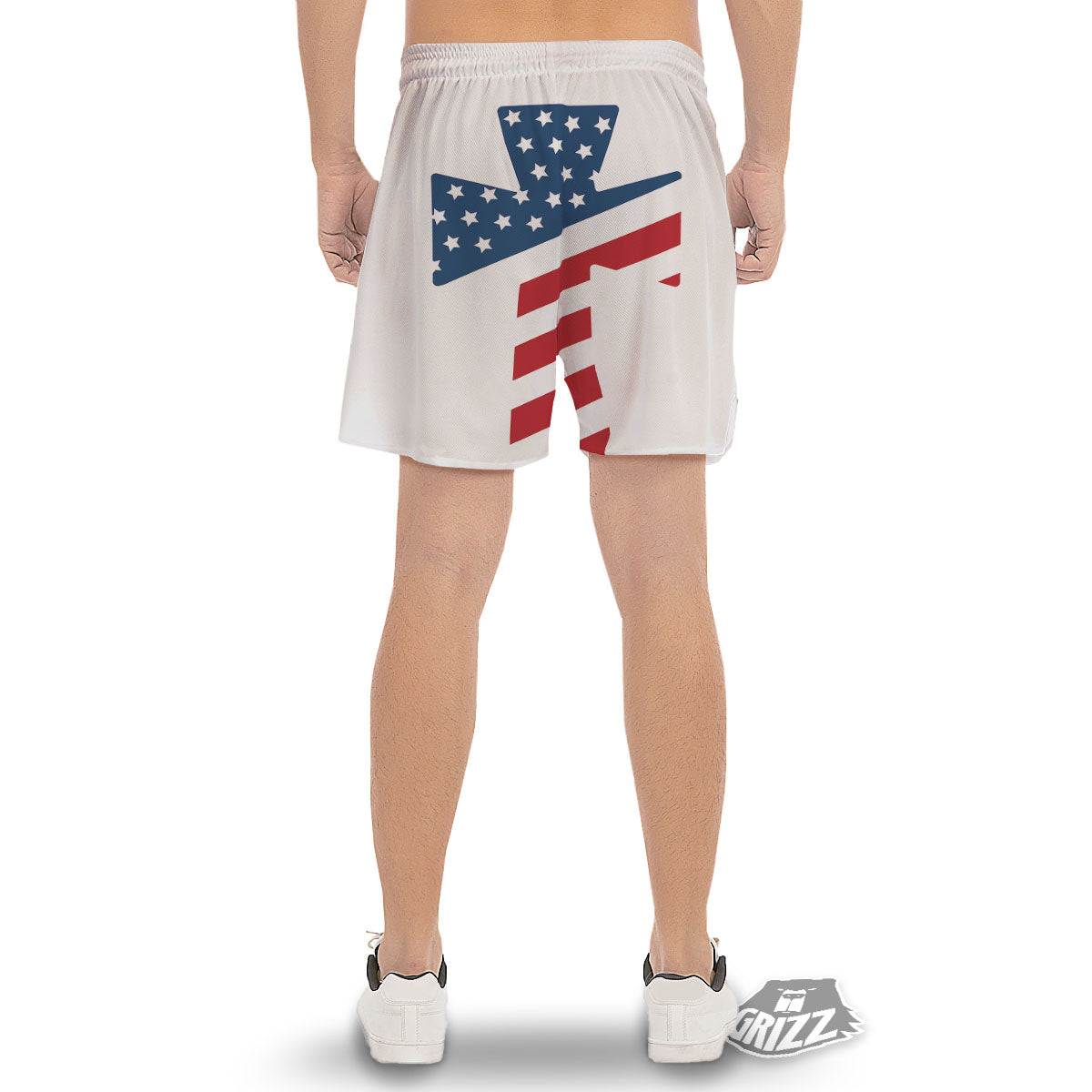 American Flag Christian Cross Print Men's Gym Shorts-grizzshop