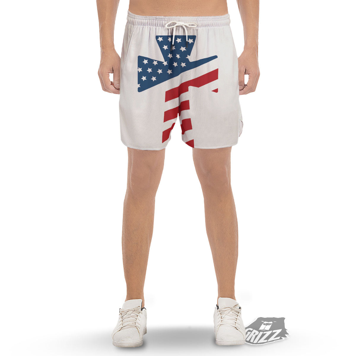 American Flag Christian Cross Print Men's Gym Shorts-grizzshop