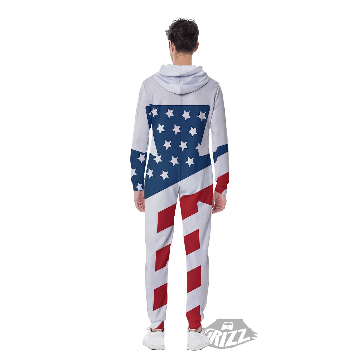 American Flag Christian Cross Print Men's Jumpsuit-grizzshop