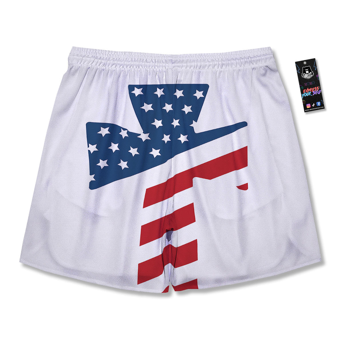 American Flag Christian Cross Print Men's Running Shorts-grizzshop