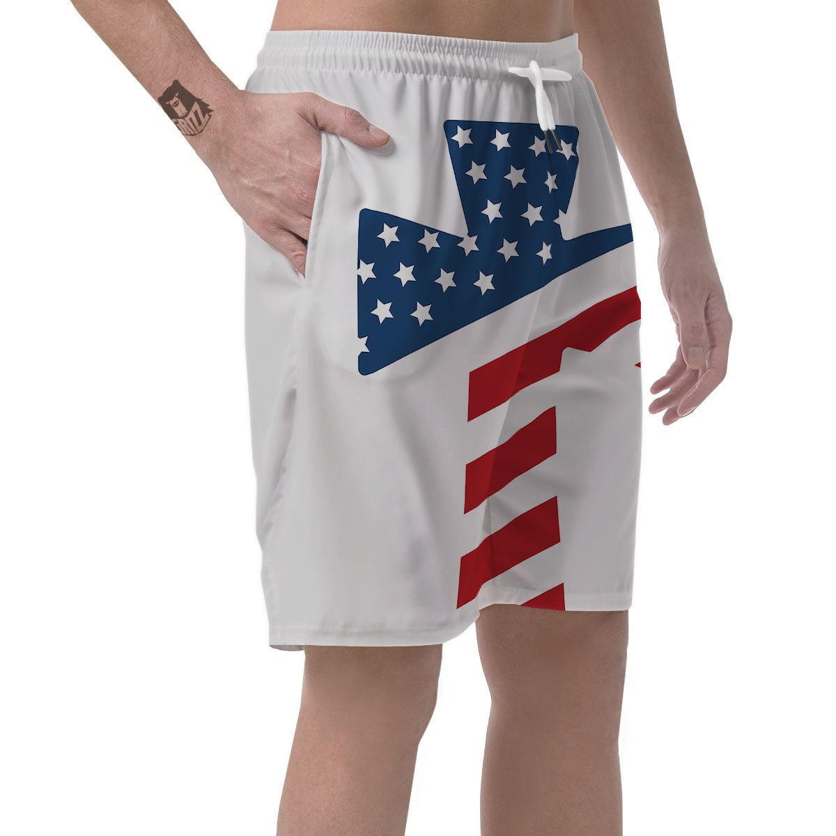 American Flag Christian Cross Print Men's Shorts-grizzshop