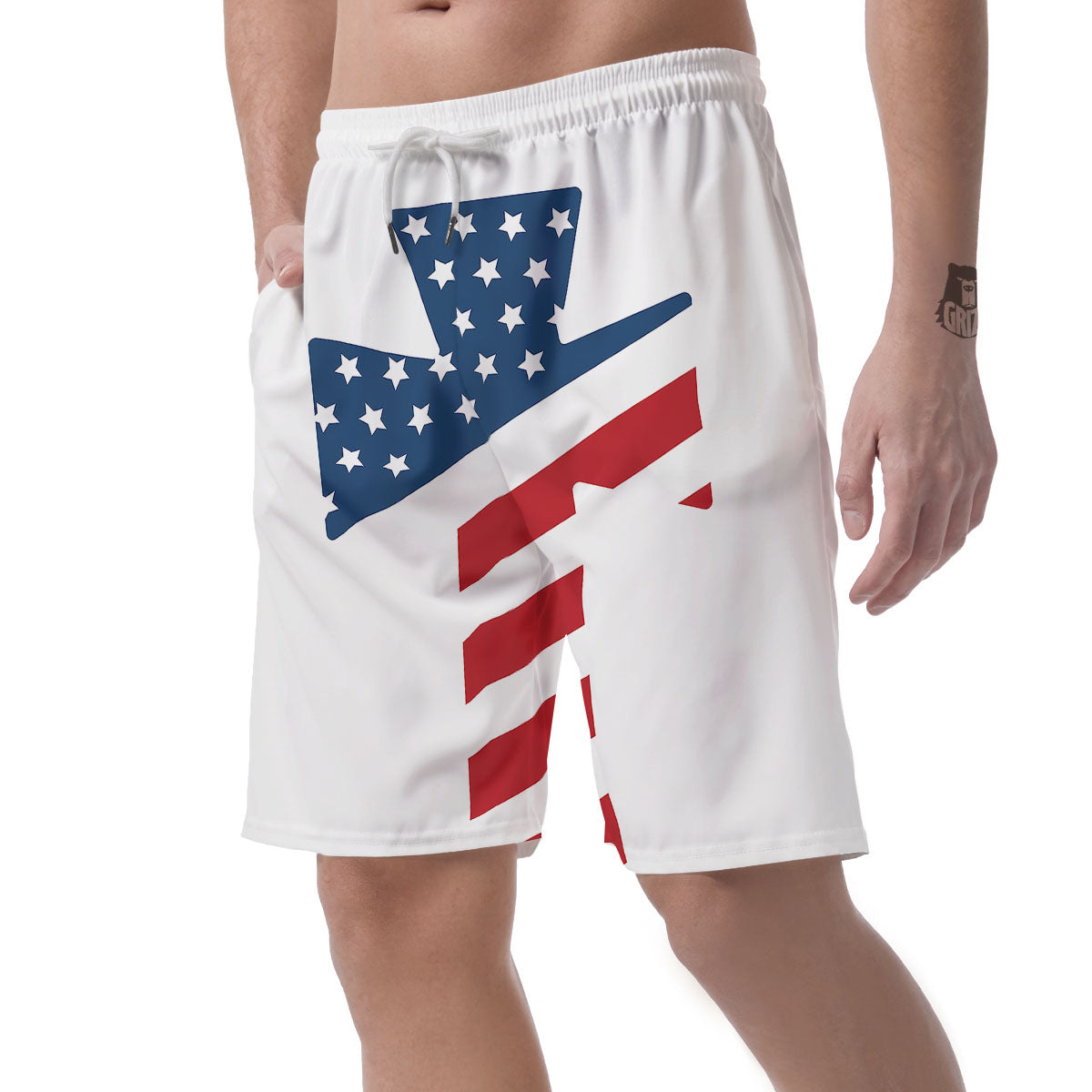 American Flag Christian Cross Print Men's Shorts-grizzshop