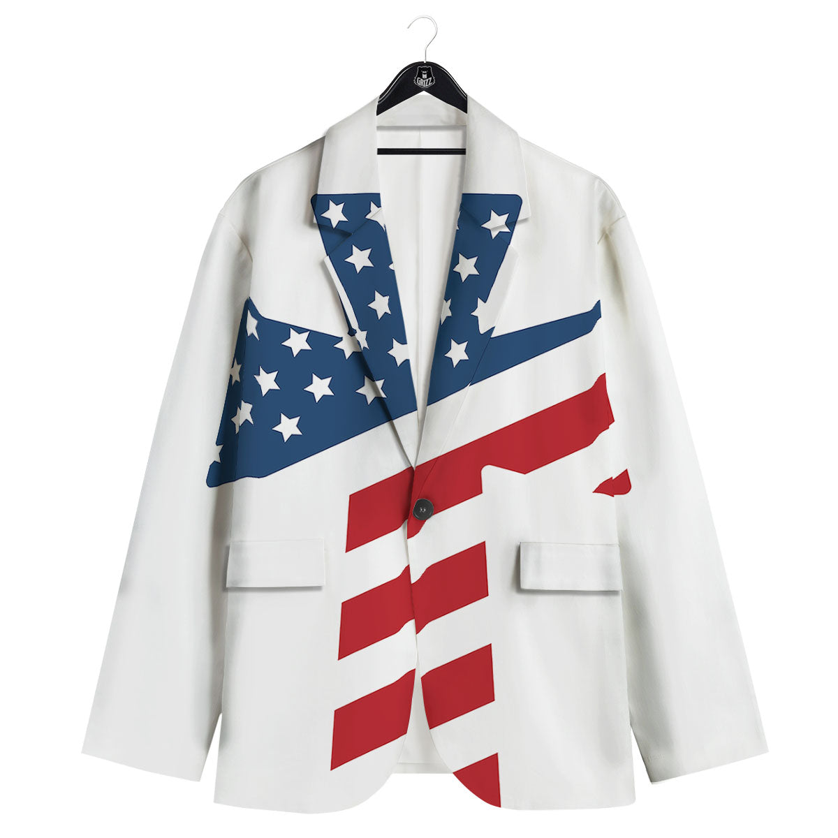 American Flag Christian Cross Print Men's Sport Coat-grizzshop