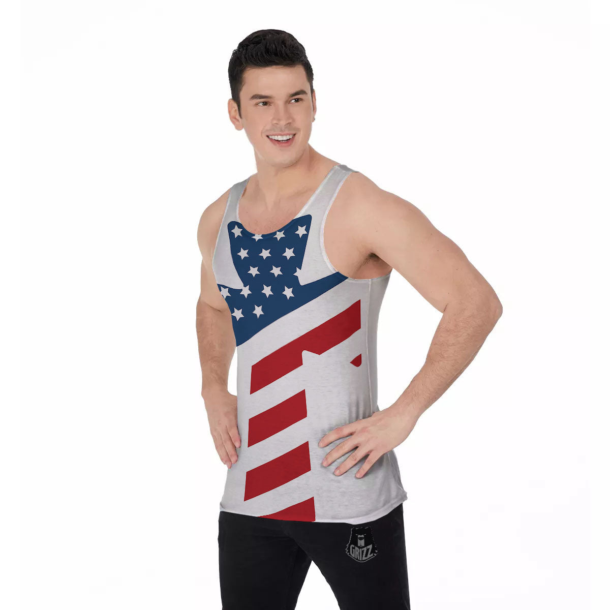 American Flag Christian Cross Print Men's Tank Top-grizzshop