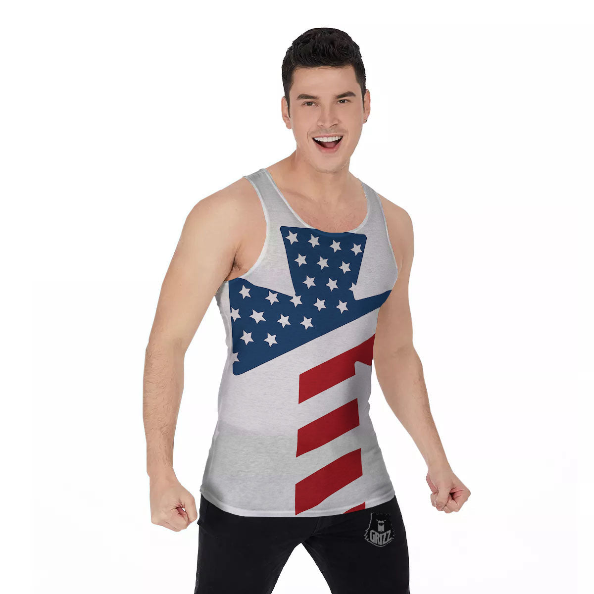 American Flag Christian Cross Print Men's Tank Top-grizzshop