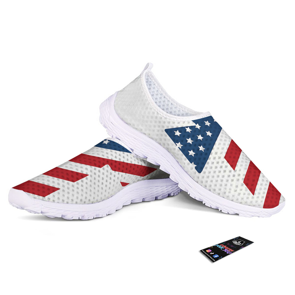 American Flag Christian Cross Print Nurse Shoes-grizzshop